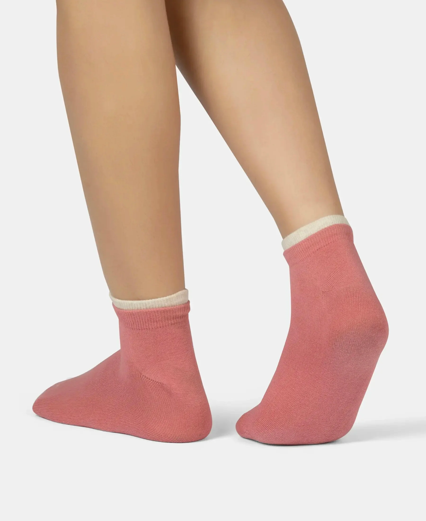 Compact Cotton Stretch Solid Low Show Socks with Stay Fresh Treatment - Oatmeal Melange & Brandied Apricot (Pack of 2) - Image 4