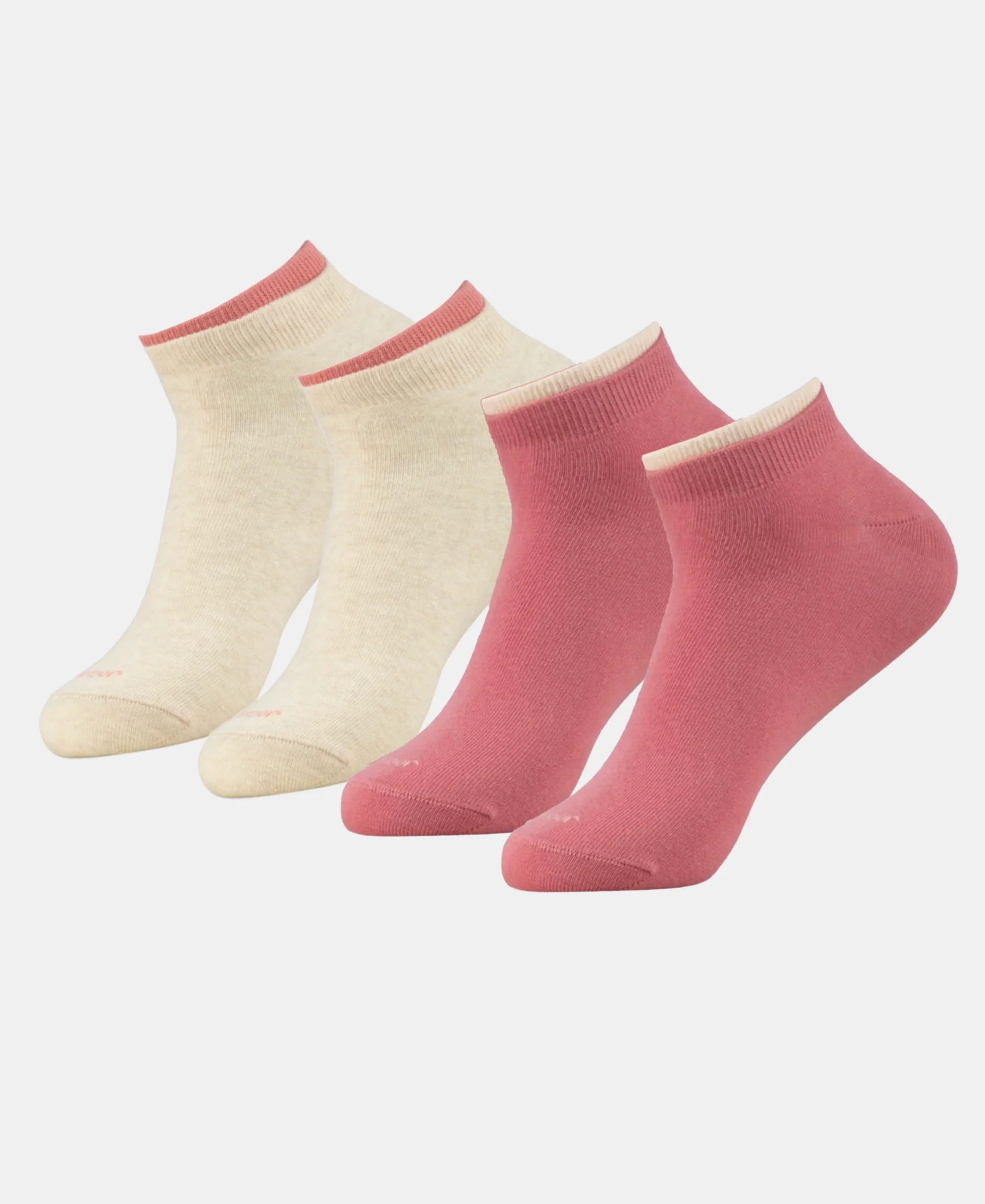 Compact Cotton Stretch Solid Low Show Socks with Stay Fresh Treatment - Oatmeal Melange & Brandied Apricot (Pack of 2) - Image 5