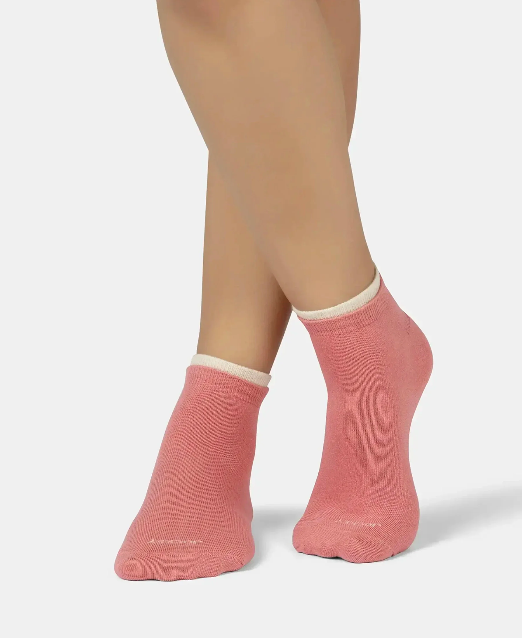 Compact Cotton Stretch Solid Low Show Socks with Stay Fresh Treatment - Oatmeal Melange & Brandied Apricot (Pack of 2) - Image 6