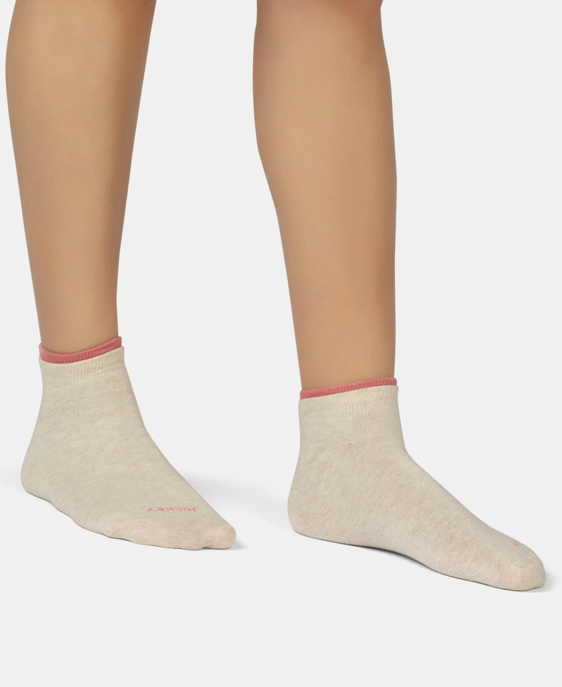 Compact Cotton Stretch Solid Low Show Socks with Stay Fresh Treatment - Oatmeal Melange & Brandied Apricot (Pack of 2) - Image 8