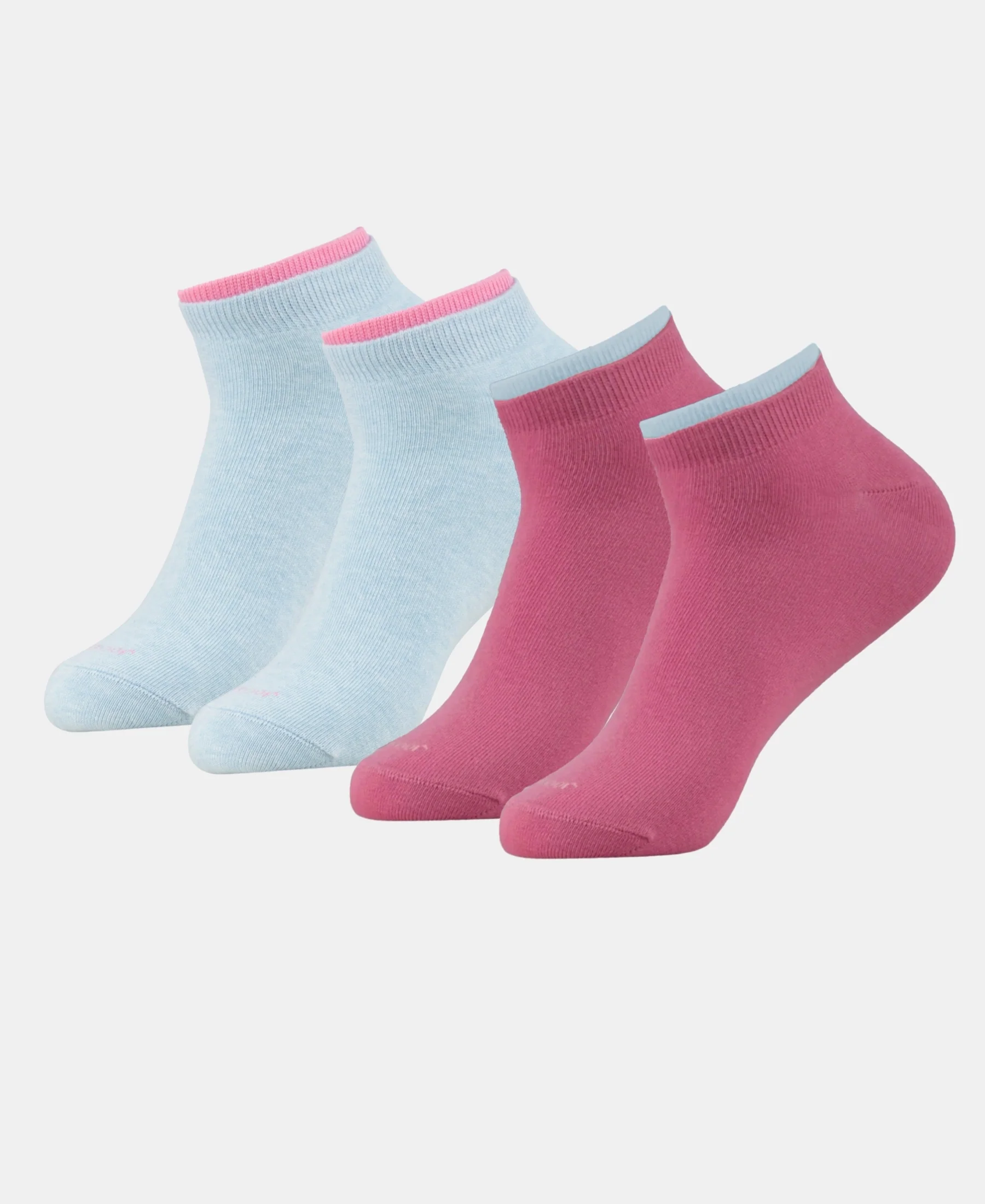 Compact Cotton Stretch Solid Low Show Socks with Stay Fresh Treatment - Sky Melange & Aurora Pink (Pack of 2) - Image 5