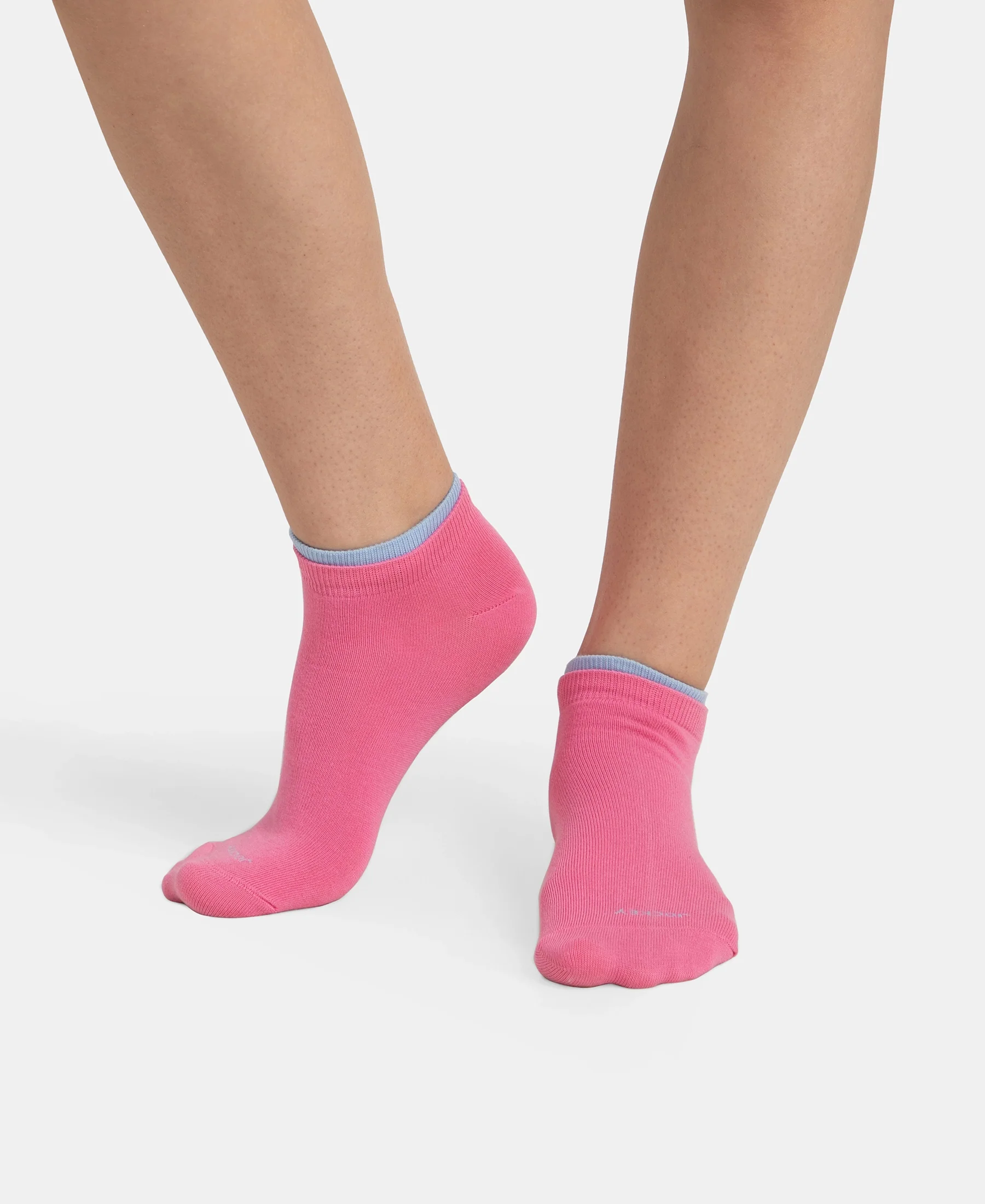 Compact Cotton Stretch Solid Low Show Socks with Stay Fresh Treatment - Sky Melange & Aurora Pink (Pack of 2) - Image 6