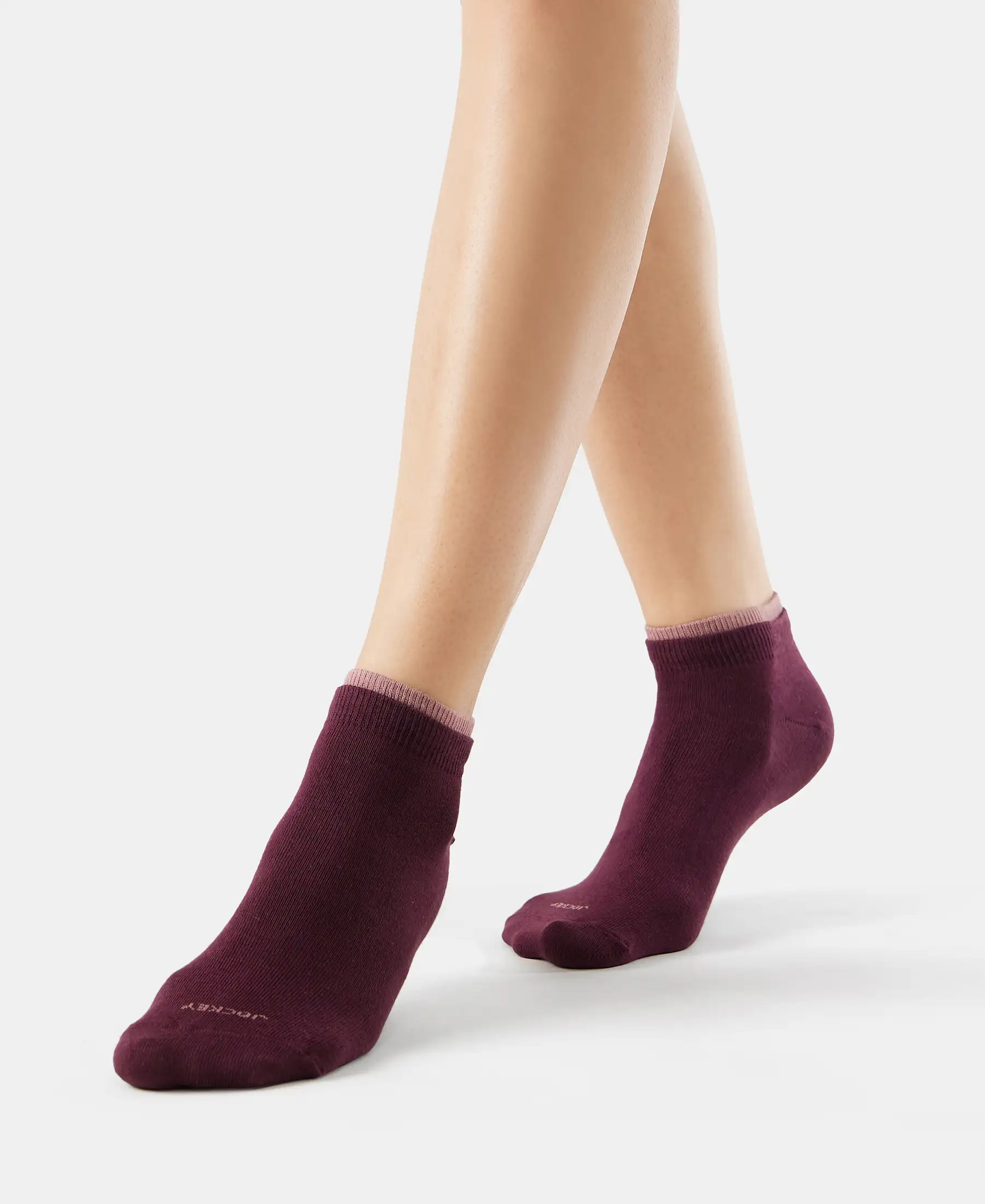 Compact Cotton Stretch Solid Low Show Socks with StayFresh Treatment - Wistful mauve & Wine Tasting (Pack of 2) - Image 7