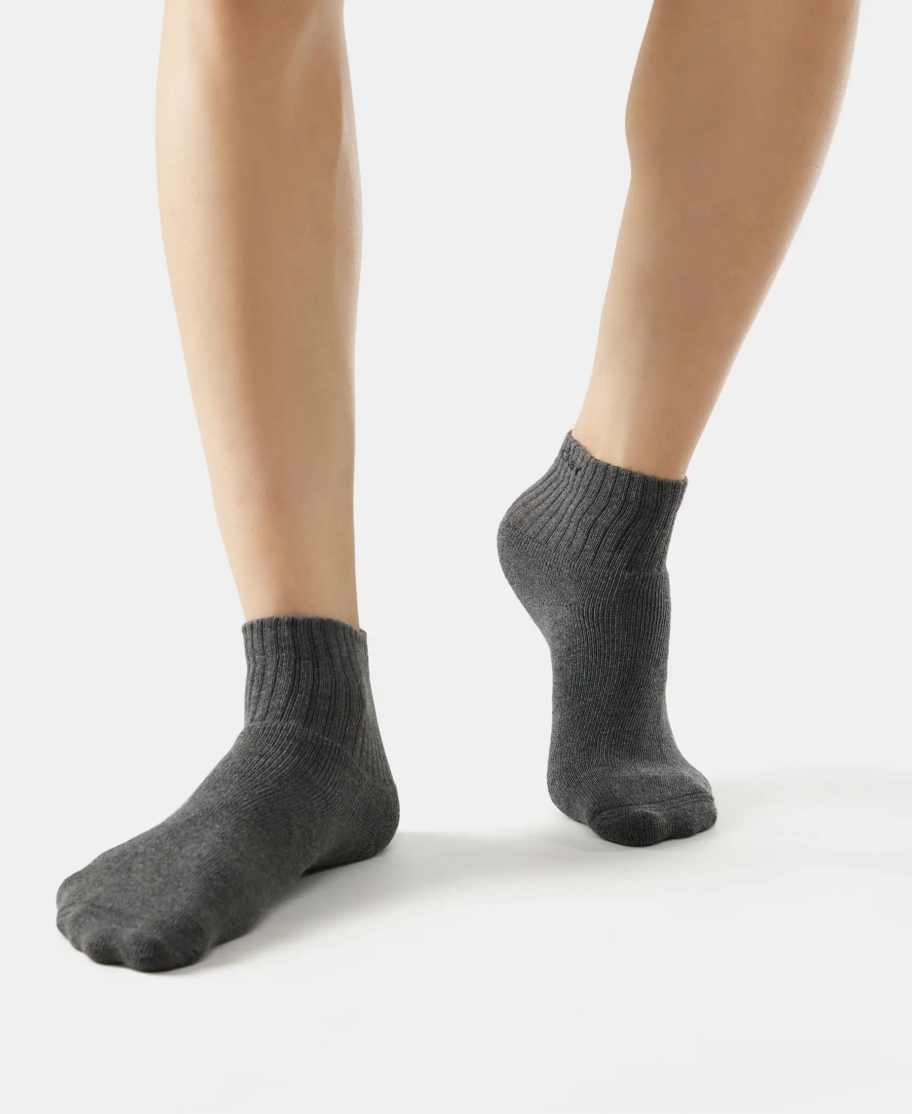 Compact Cotton Terry Ankle Length Socks With StayFresh Treatment - Black/Midgrey Melange/Charcoal Melange (Pack of 3) - Image 10