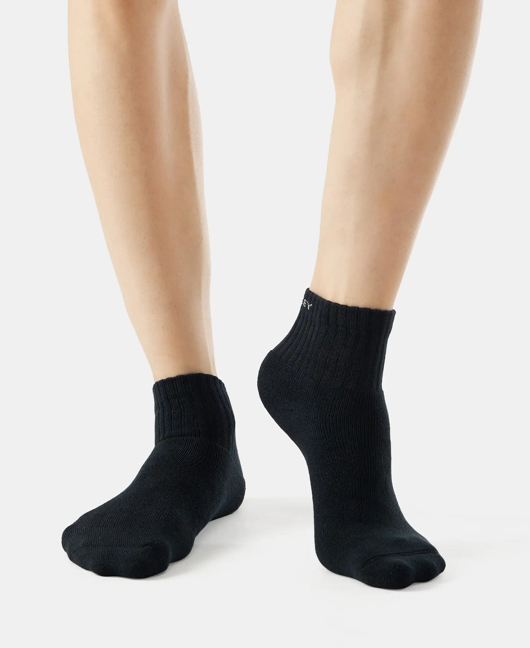 Compact Cotton Terry Ankle Length Socks With StayFresh Treatment - Black/Midgrey Melange/Charcoal Melange (Pack of 3) - Image 5
