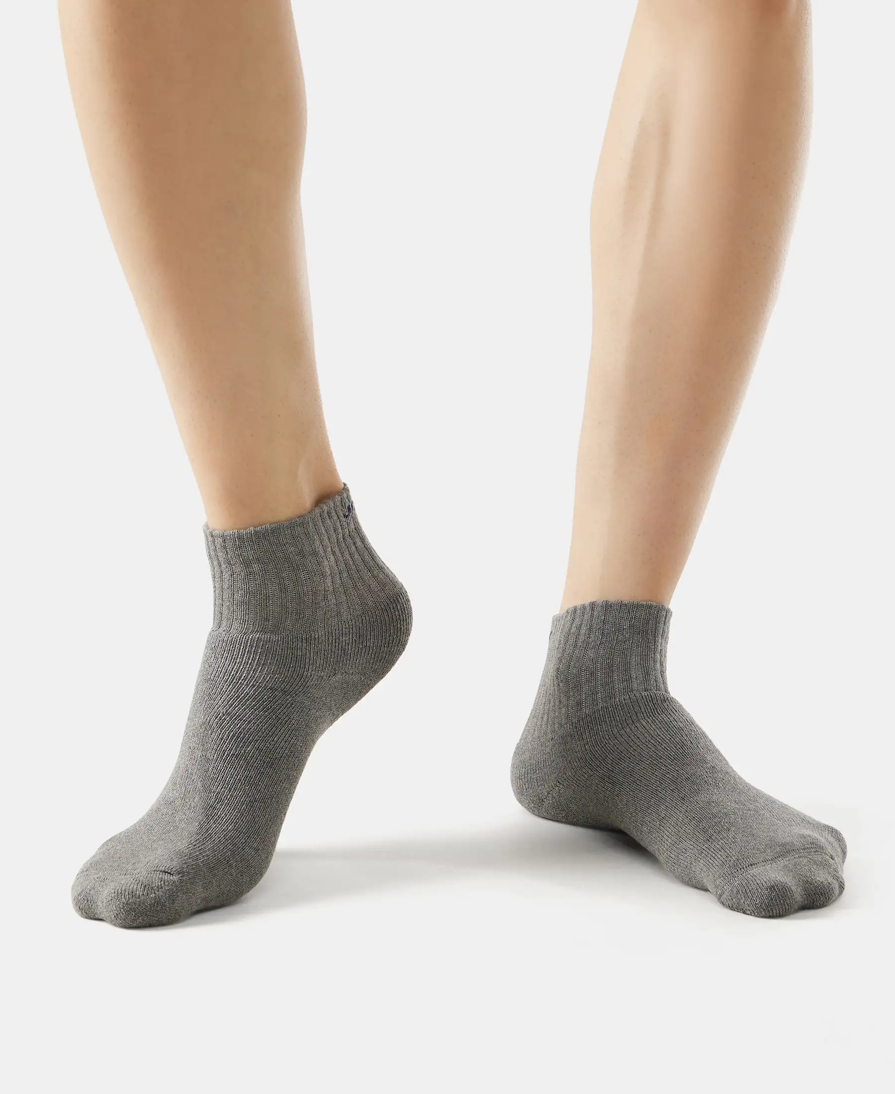 Compact Cotton Terry Ankle Length Socks With StayFresh Treatment - Black/Midgrey Melange/Charcoal Melange (Pack of 3) - Image 9