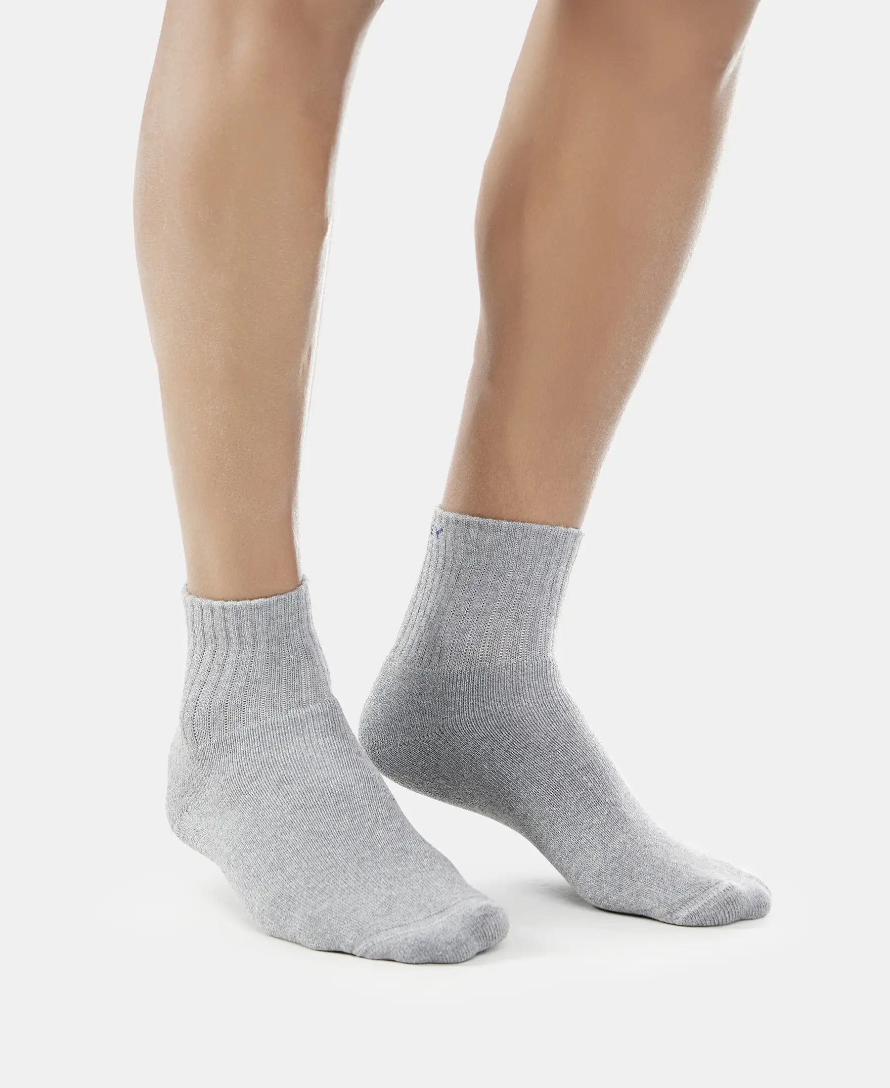 Compact Cotton Terry Ankle Length Socks With StayFresh Treatment - Black/Midgrey Melange/Navy (Pack of 3) - Image 12