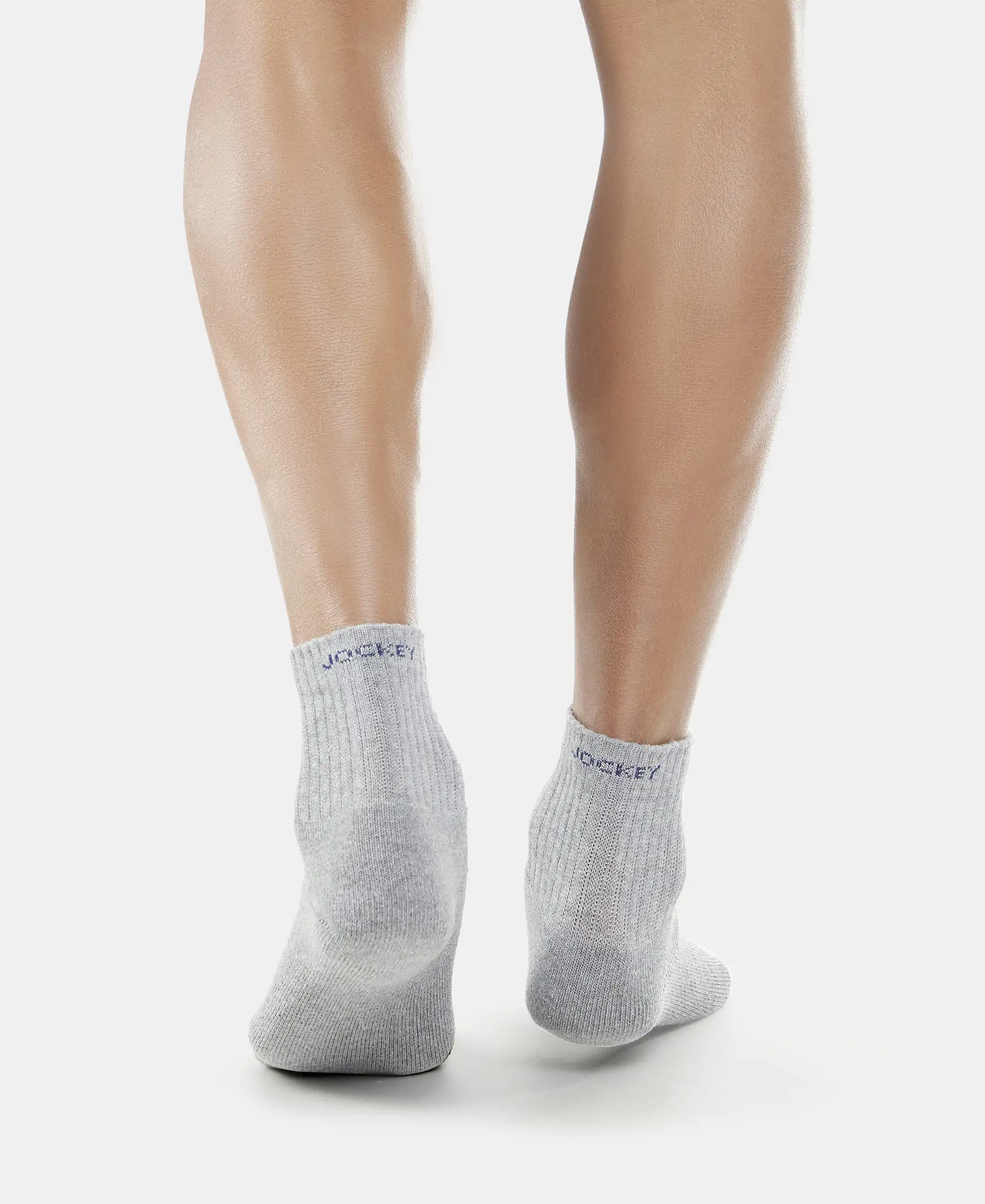 Compact Cotton Terry Ankle Length Socks With StayFresh Treatment - Black/Midgrey Melange/Navy (Pack of 3) - Image 13