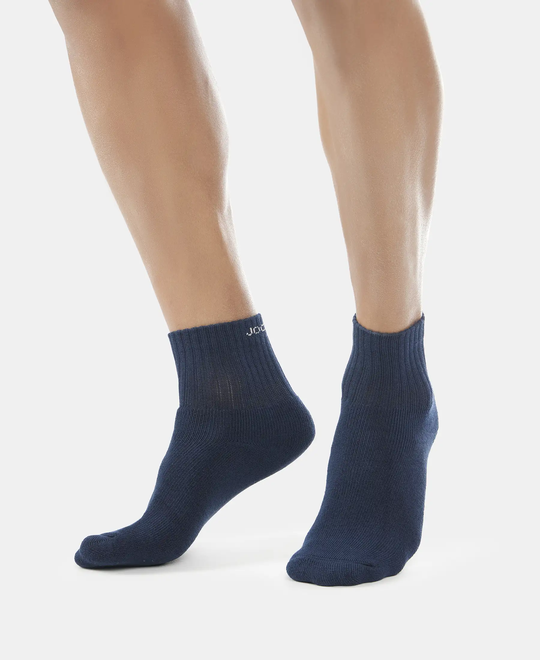 Compact Cotton Terry Ankle Length Socks With StayFresh Treatment - Black/Midgrey Melange/Navy (Pack of 3) - Image 6