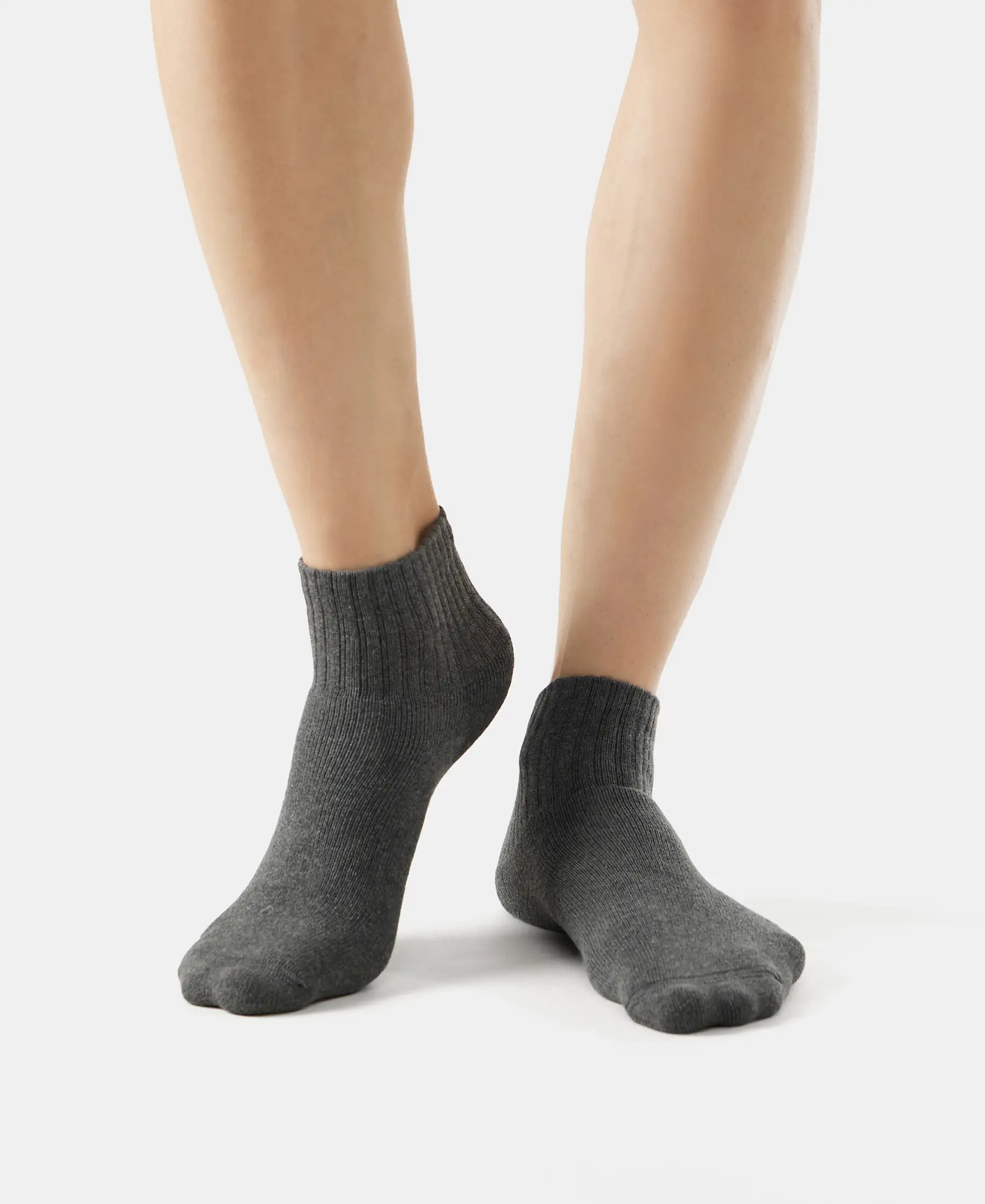 Compact Cotton Terry Ankle Length Socks With StayFresh Treatment - Black/Navy/Charcoal Melange (Pack of 3) - Image 2