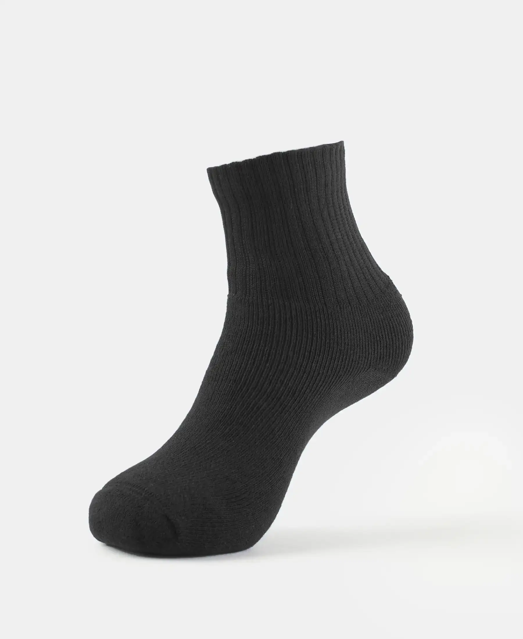 Compact Cotton Terry Ankle Length Socks With StayFresh Treatment - Black (Pack of 3) - Image 2