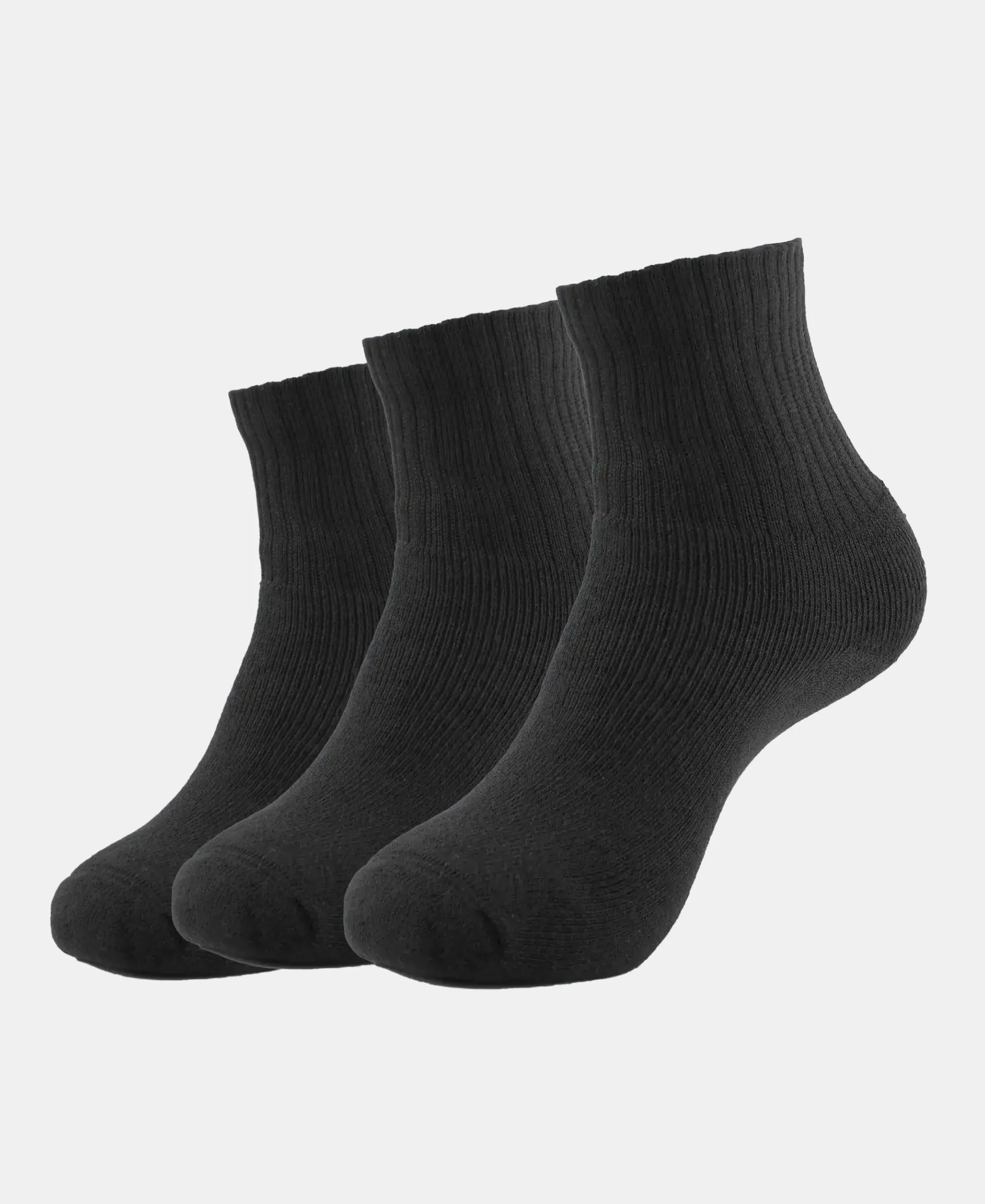 Compact Cotton Terry Ankle Length Socks With StayFresh Treatment - Black (Pack of 3) - Image 5