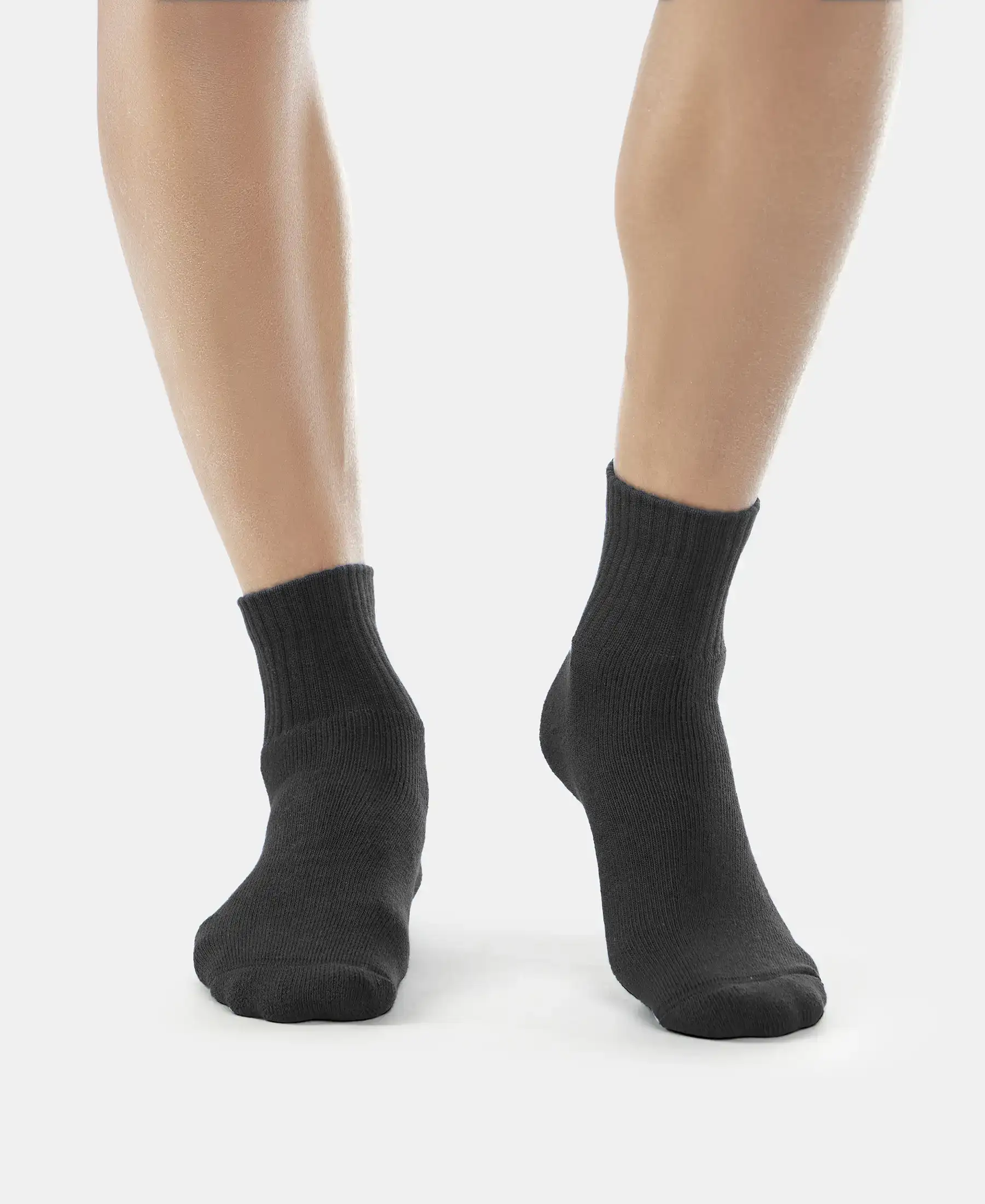 Compact Cotton Terry Ankle Length Socks With StayFresh Treatment - Black, White, Navy, Mid Grey & Charcoal Melange (Pack of 5) - Image 2