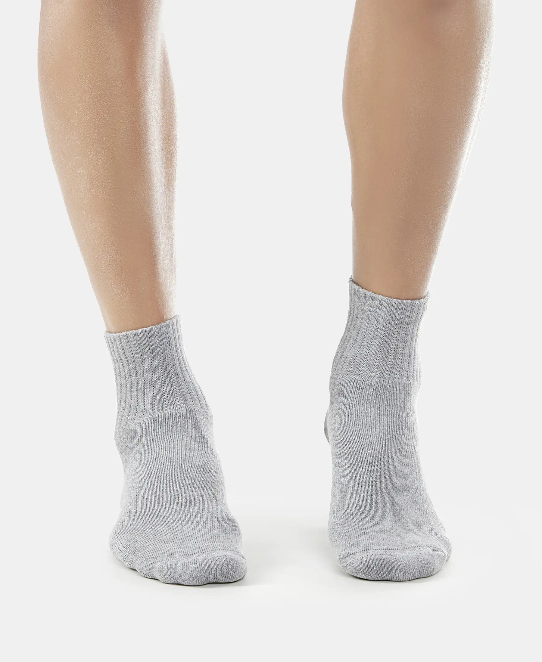 Compact Cotton Terry Ankle Length Socks With StayFresh Treatment - Black, White, Navy, Mid Grey & Charcoal Melange (Pack of 5) - Image 9