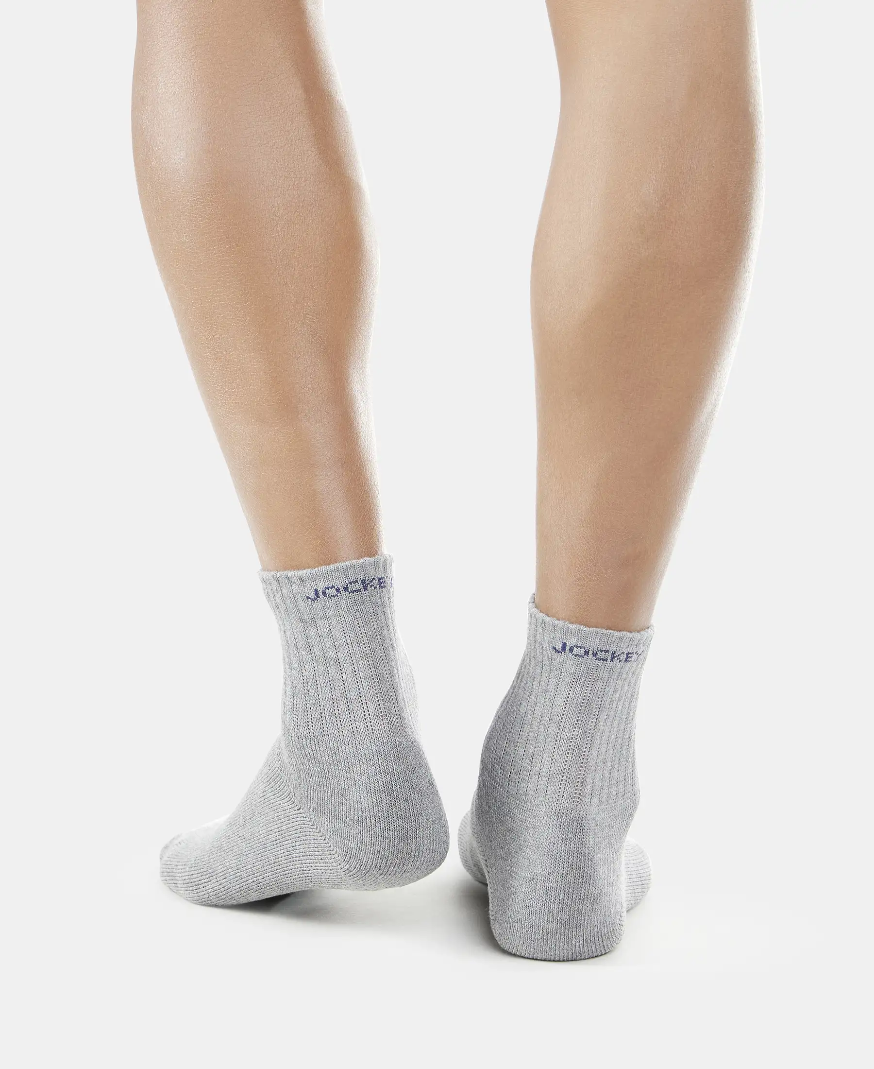 Compact Cotton Terry Ankle Length Socks With StayFresh Treatment - Mid Grey Melange - Image 4