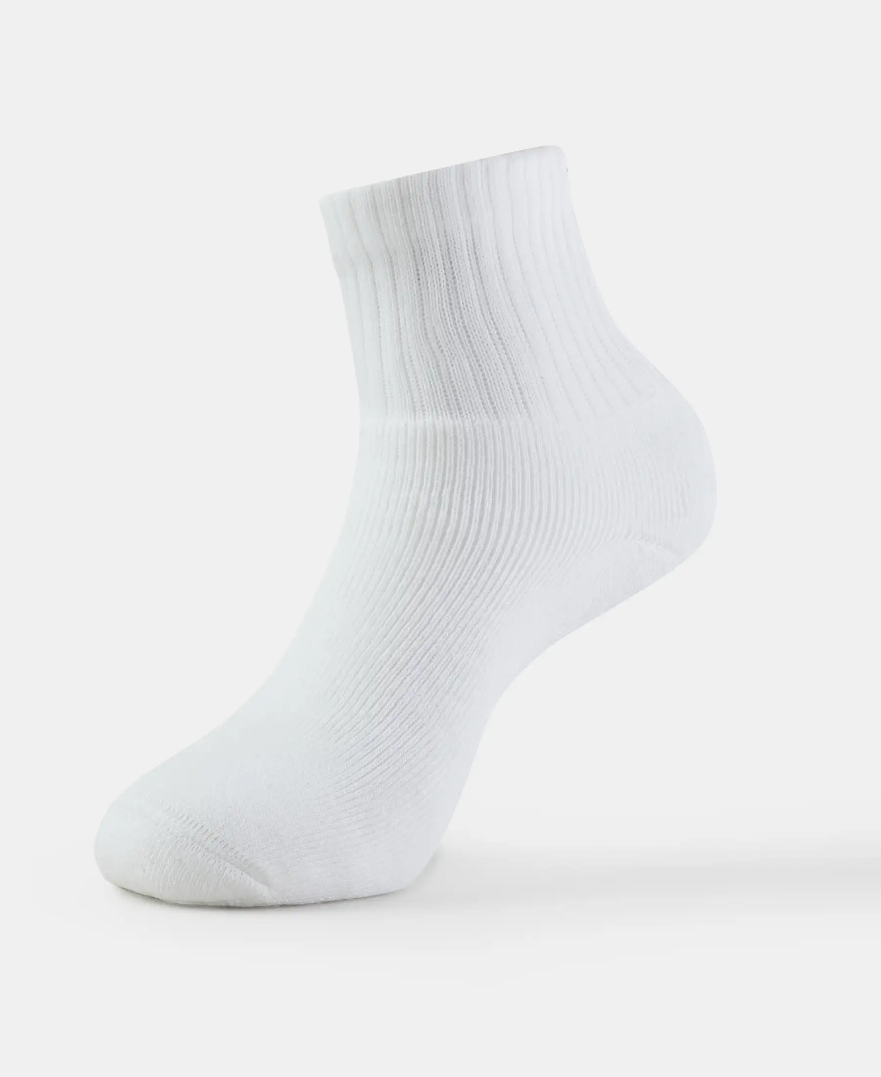 Compact Cotton Terry Ankle Length Socks With StayFresh Treatment - White