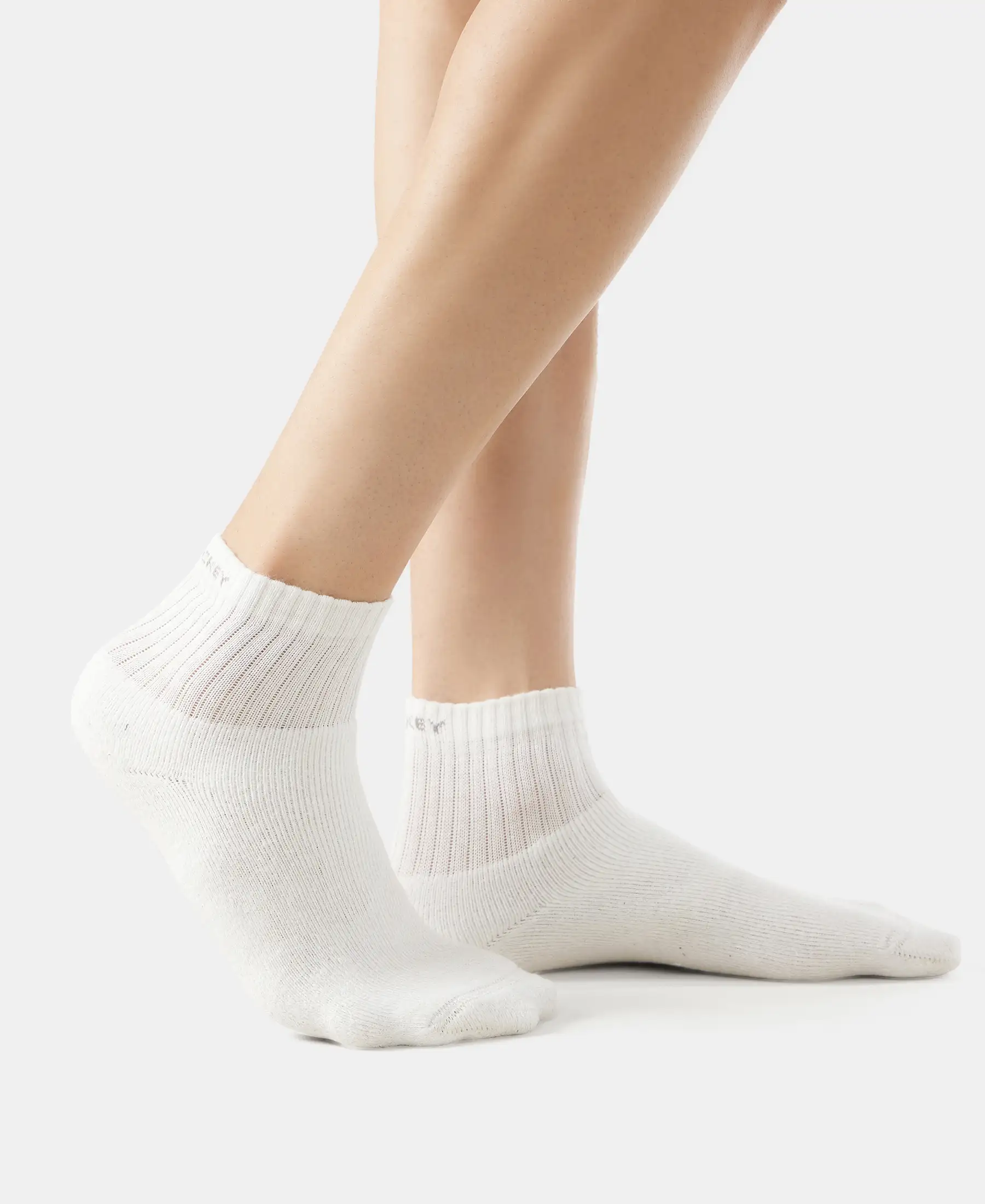Compact Cotton Terry Ankle Length Socks With StayFresh Treatment - White (Pack of 3) - Image 3