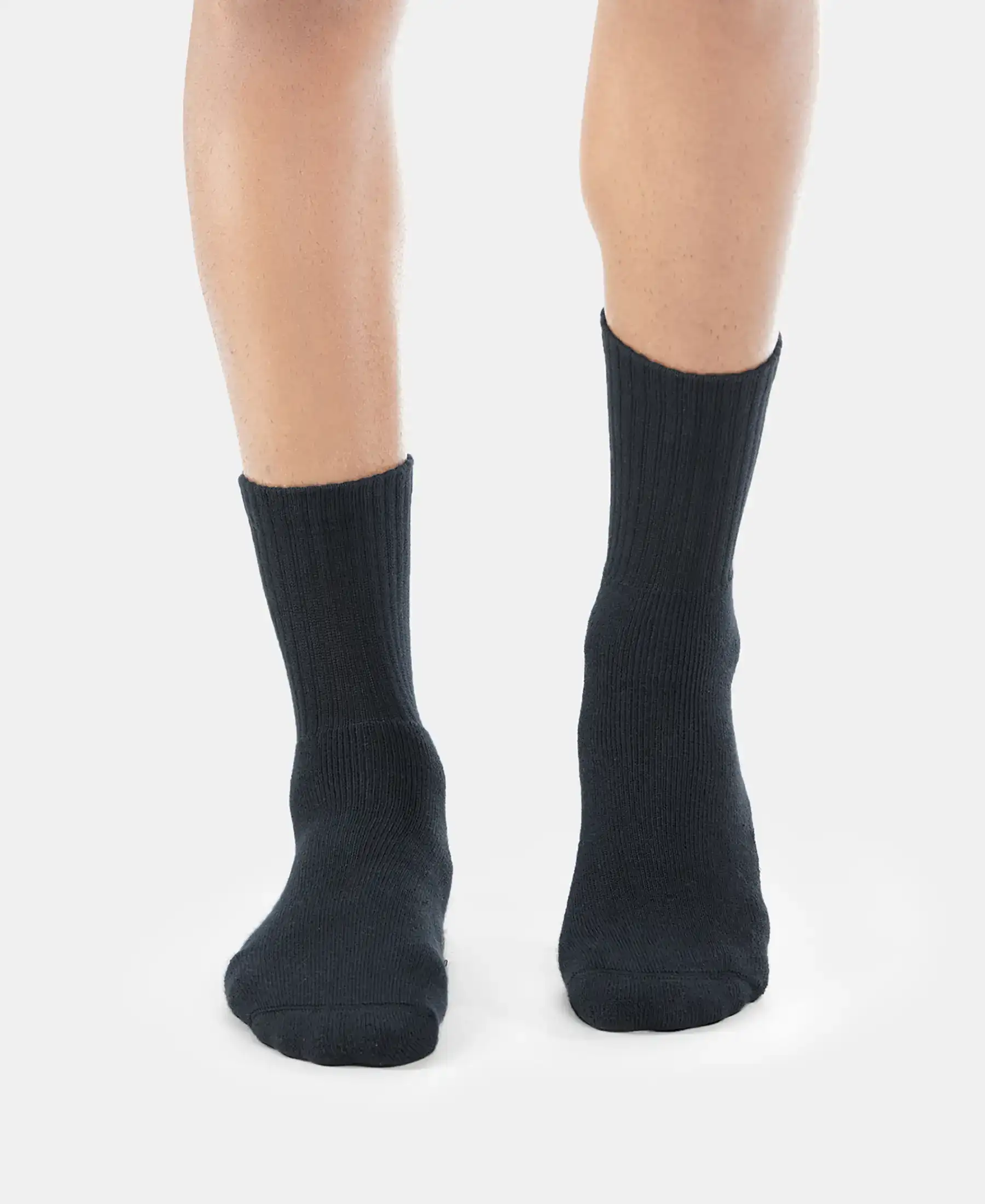 Compact Cotton Terry Crew Length Socks With StayFresh Treatment - Black - Image 2