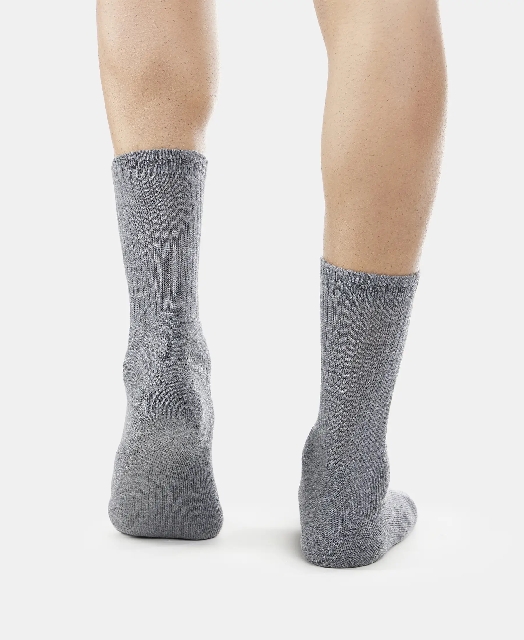 Compact Cotton Terry Crew Length Socks With StayFresh Treatment - Black, Midgrey Melange & Charcoal Melange (Pack of 3) - Image 13