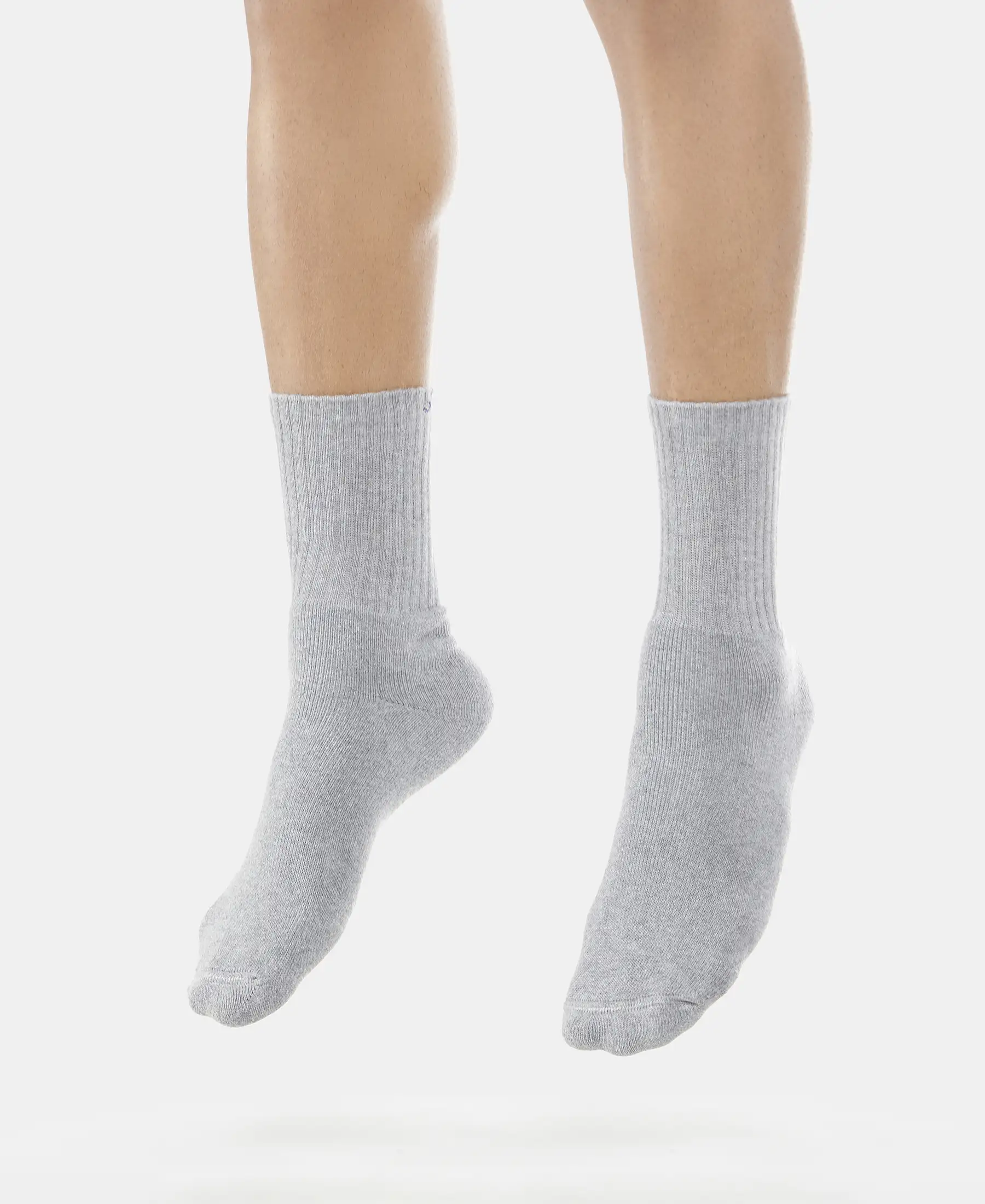 Compact Cotton Terry Crew Length Socks With StayFresh Treatment - Black, Midgrey Melange & Navy (Pack of 3) - Image 10