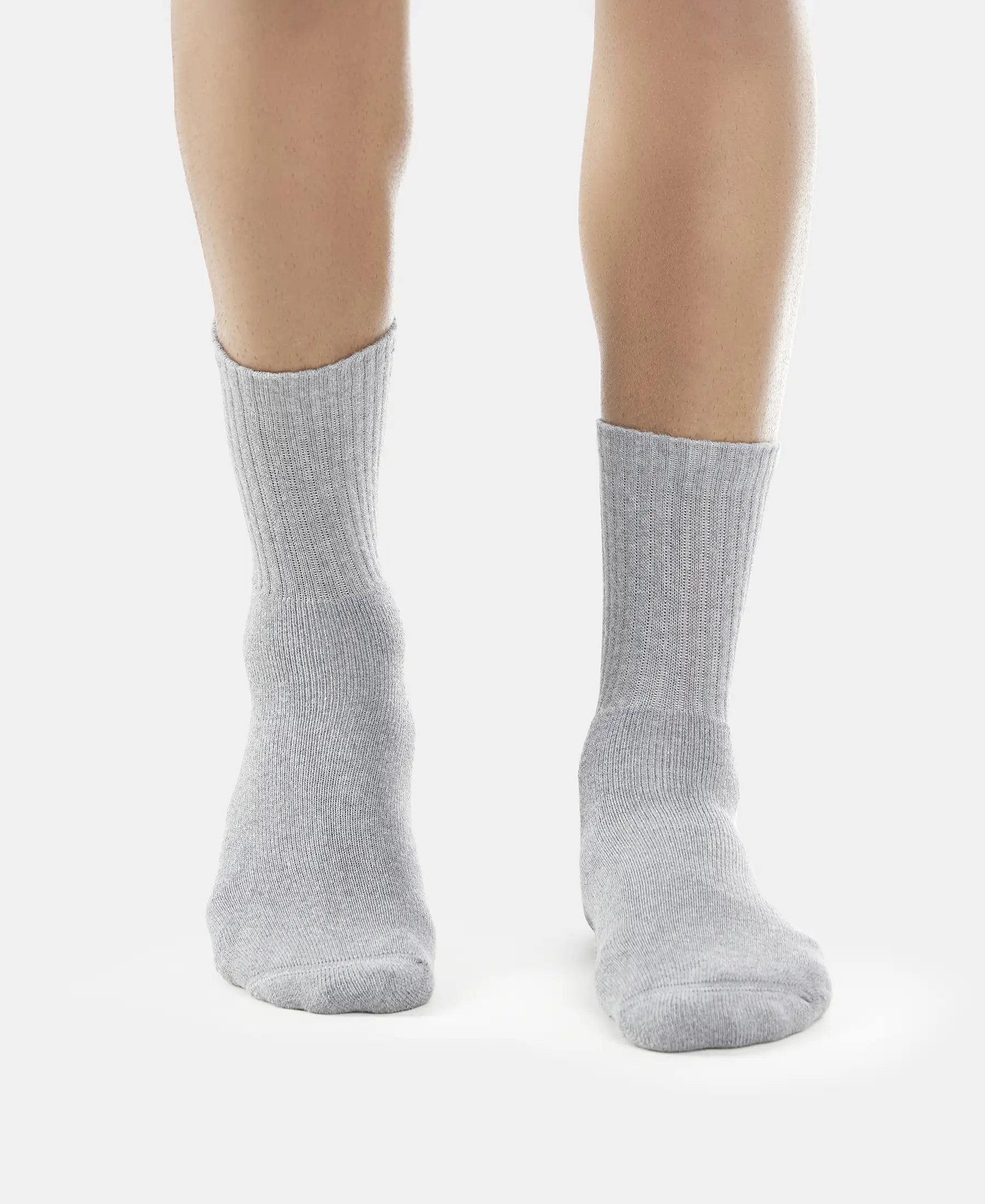 Compact Cotton Terry Crew Length Socks With StayFresh Treatment - Black, Midgrey Melange & Navy (Pack of 3) - Image 7