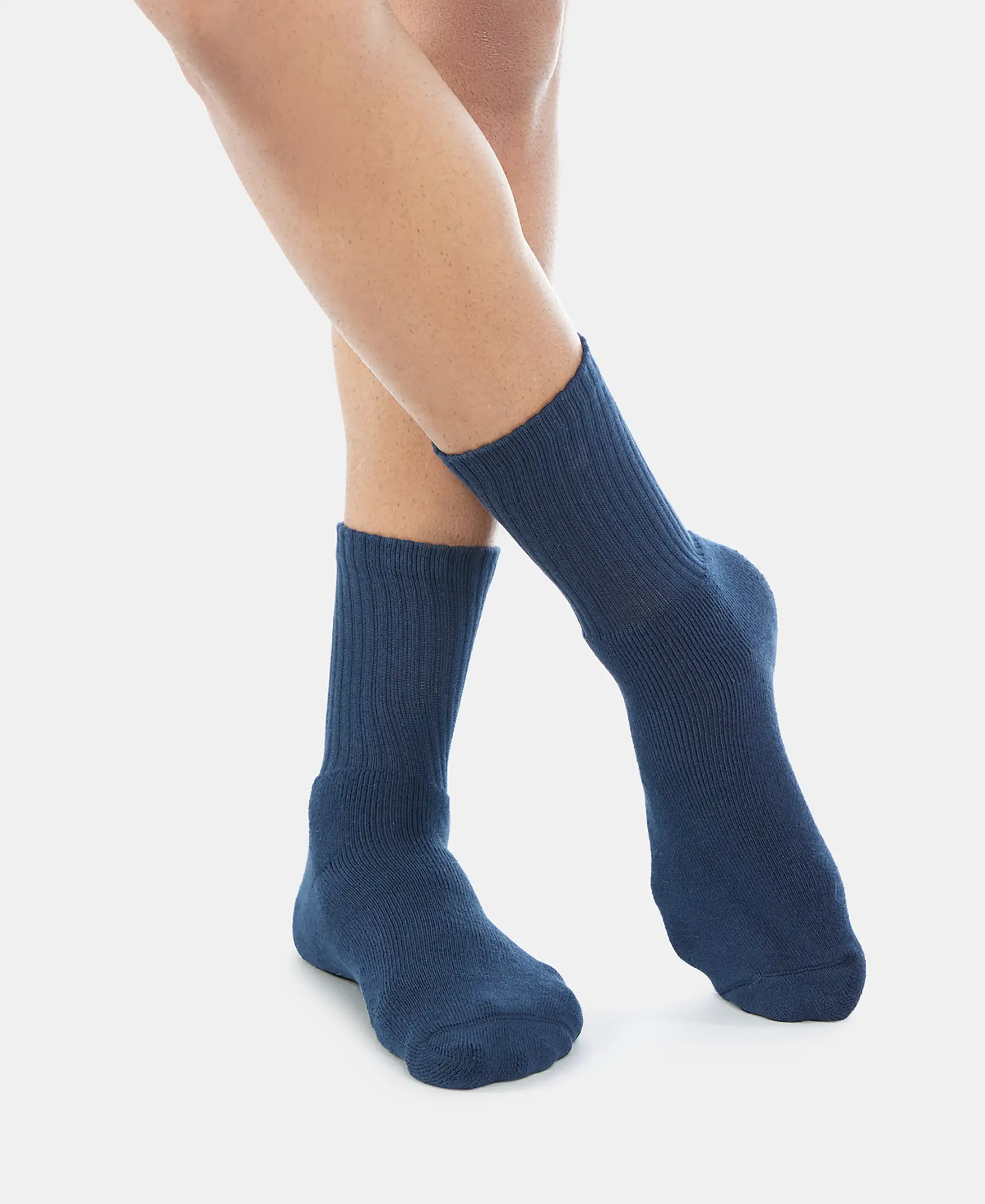 Compact Cotton Terry Crew Length Socks With StayFresh Treatment - Navy - Image 6