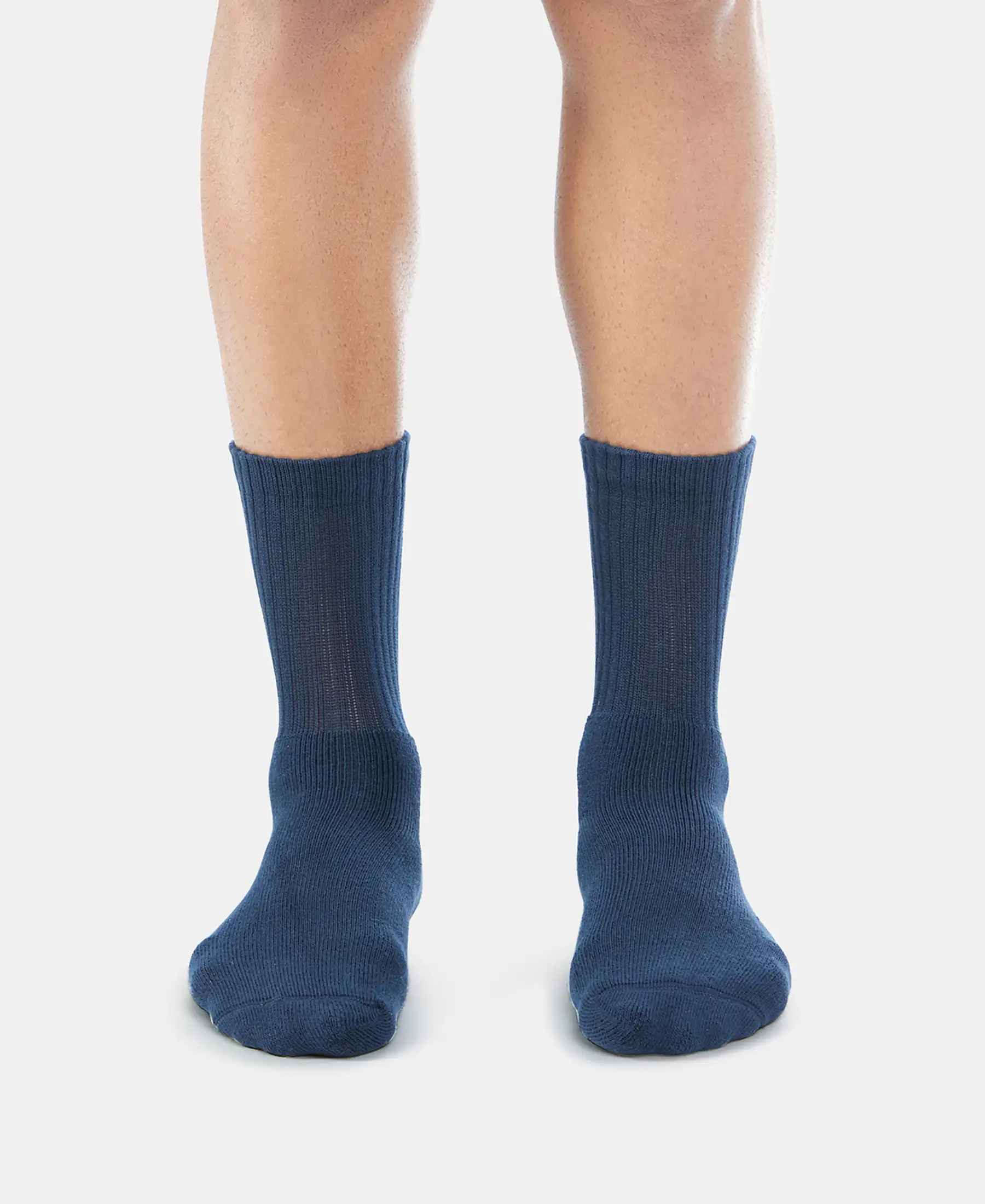 Compact Cotton Terry Crew Length Socks With StayFresh Treatment - Navy - Image 2