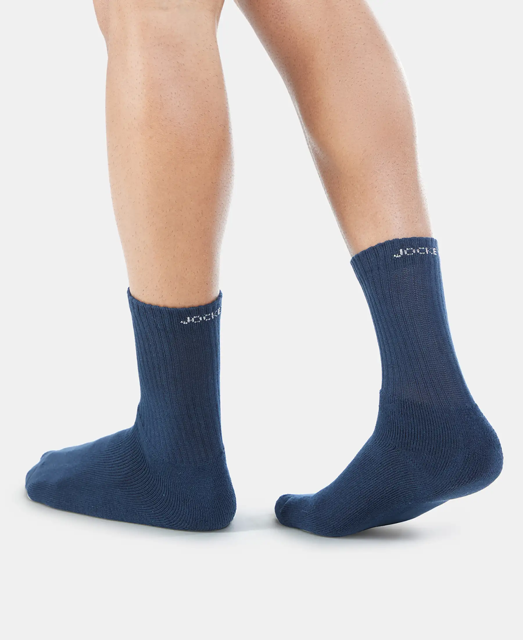 Compact Cotton Terry Crew Length Socks With StayFresh Treatment - Navy - Image 4