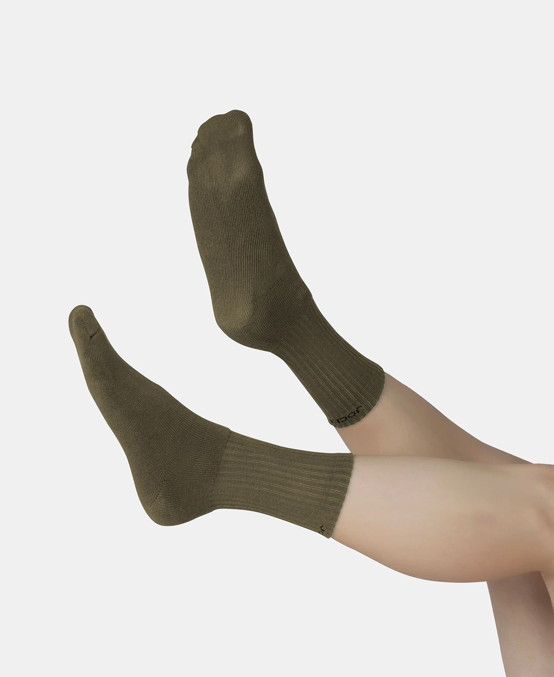 Compact Cotton Terry Crew Length Socks With StayFresh Treatment - Olive - Image 8