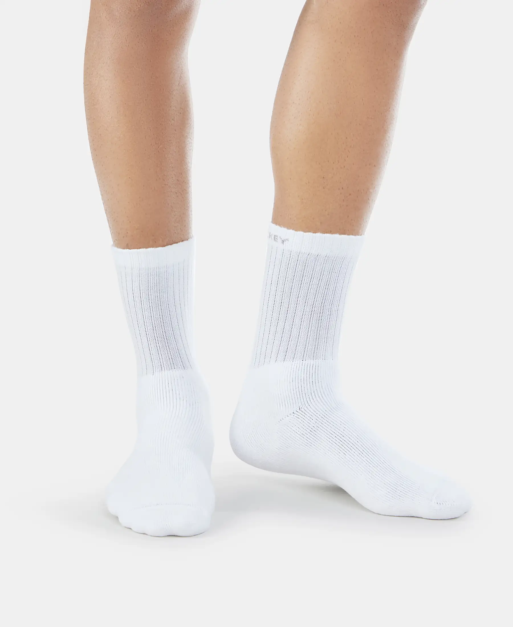 Compact Cotton Terry Crew Length Socks With StayFresh Treatment - White - Image 2