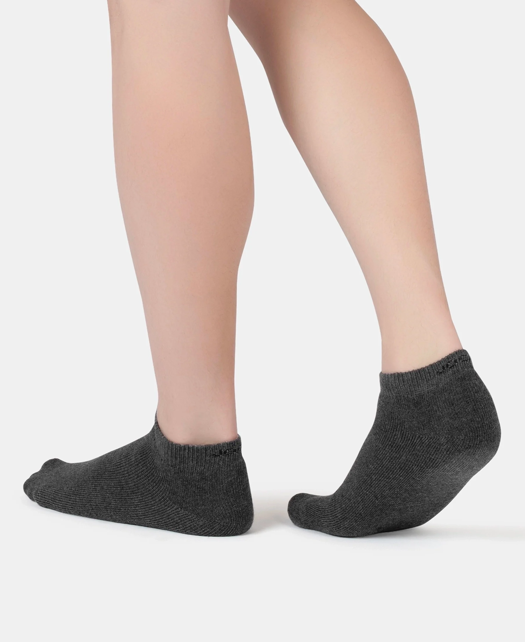 Compact Cotton Terry Low Show Socks with StayFresh Treatment - Black, Mid Grey & Charcoal Melange (Pack of 3) - Image 4
