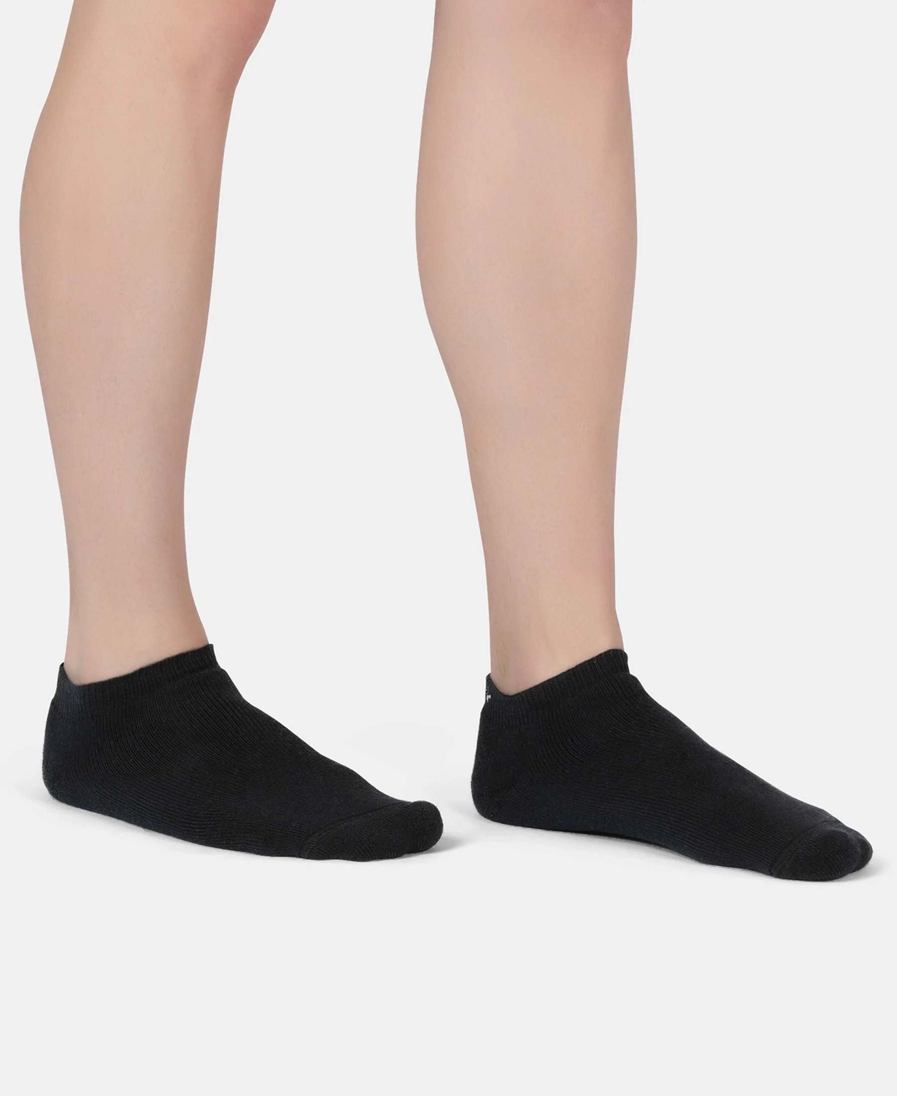 Compact Cotton Terry Low Show Socks with StayFresh Treatment - Black, Mid Grey & Charcoal Melange (Pack of 3) - Image 8