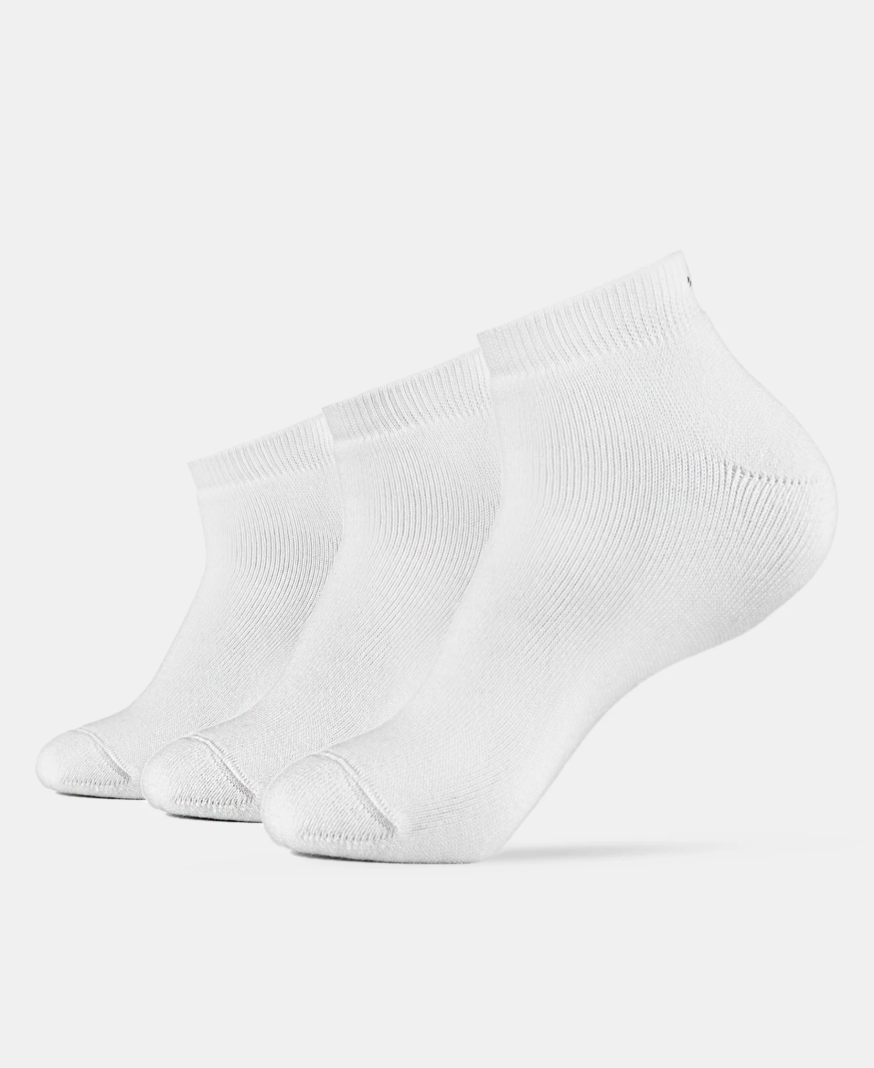 Compact Cotton Terry Low Show Socks with StayFresh Treatment - White (Pack of 3) - Image 5