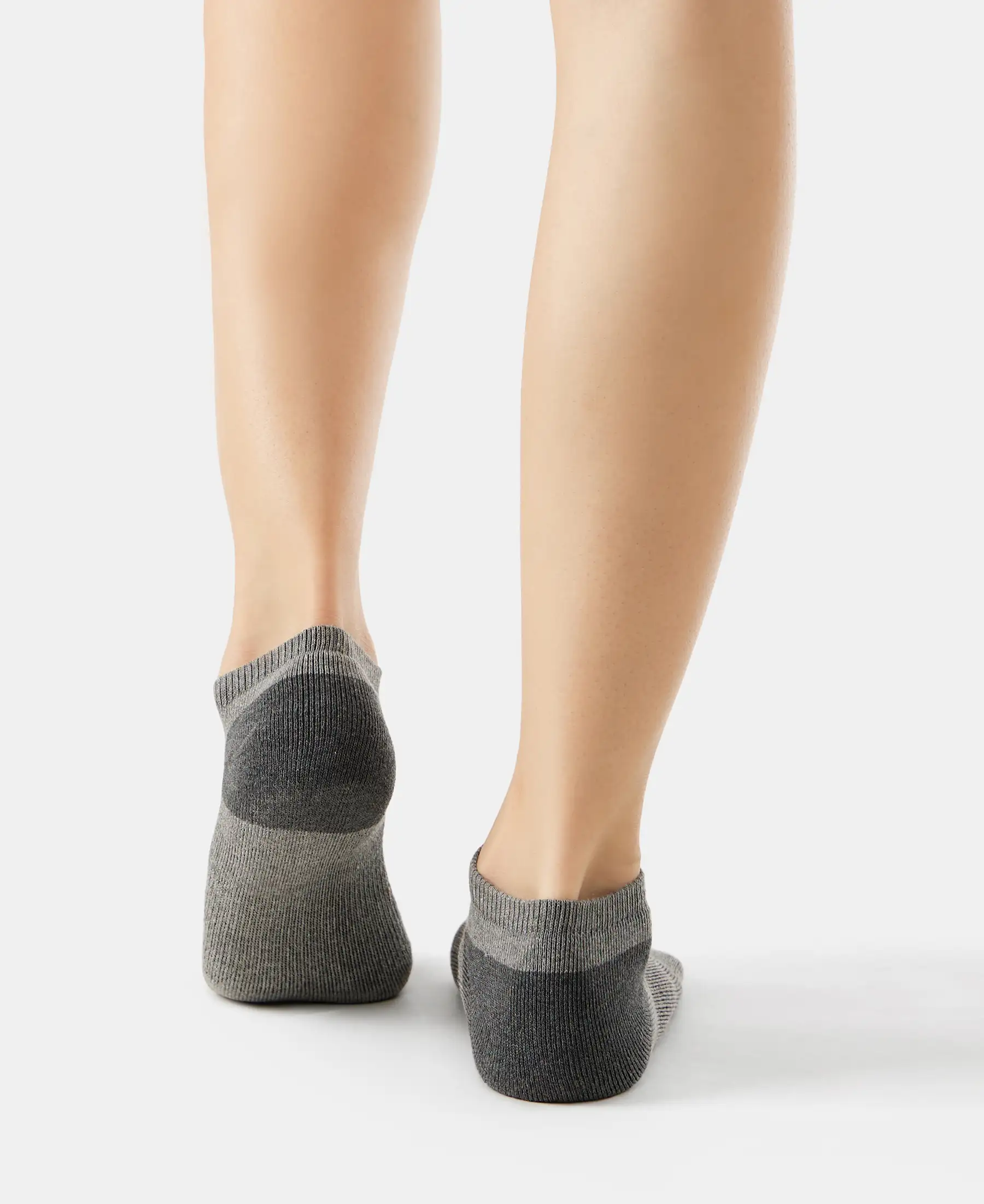 Cotton Nylon Blend Elastane Stretch Solid Low Show Socks with StayFresh Treatment - Charcoal Melange & Mid Grey Melange (Pack of 2) - Image 9