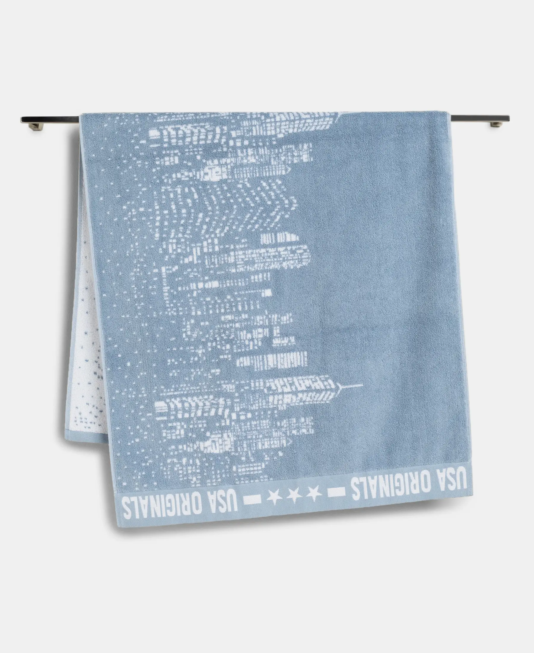 Cotton Rich Terry Ultrasoft and Durable Printed Bath Towel - Dusty Blue - Image 6