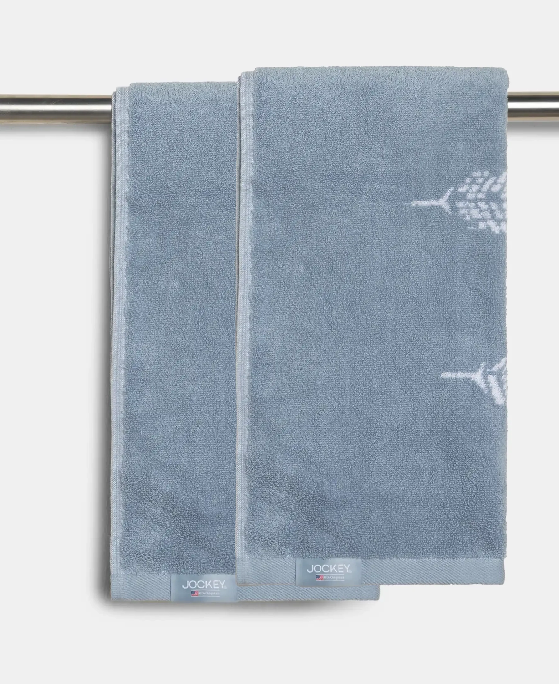 Cotton Rich Terry Ultrasoft and Durable Printed Hand Towel - Dusty Blue (Pack of 2) - Image 6