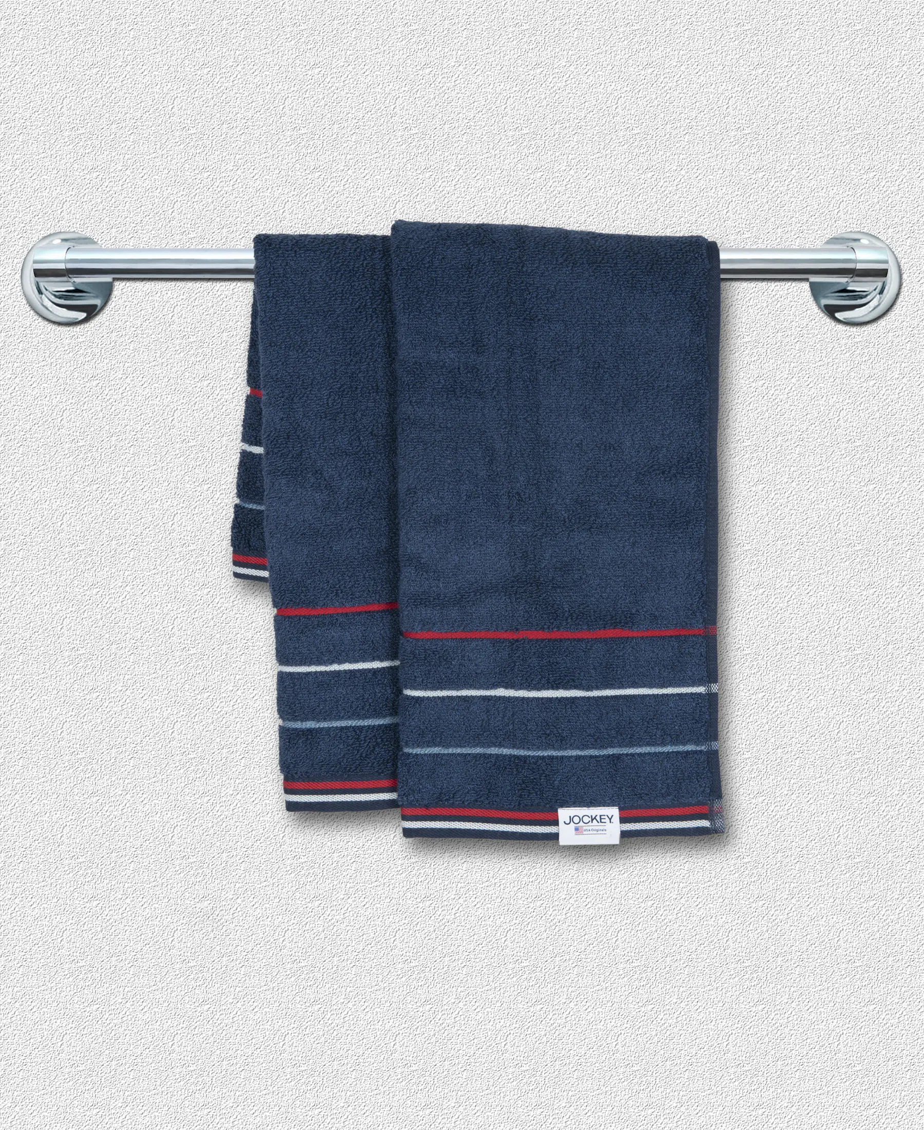 Cotton Rich Terry Ultrasoft and Durable Striped Hand Towel - Ink Blue Grindle (Pack of 2) - Image 4
