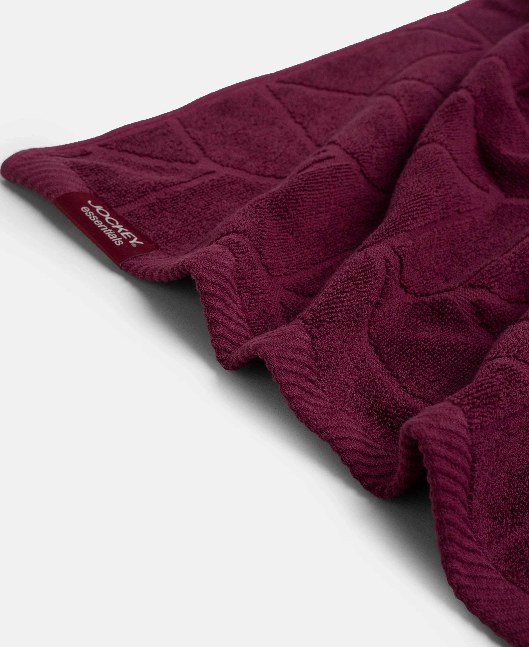 Cotton Terry Ultrasoft and Durable Patterned Bath Towel - Burgundy - Image 3