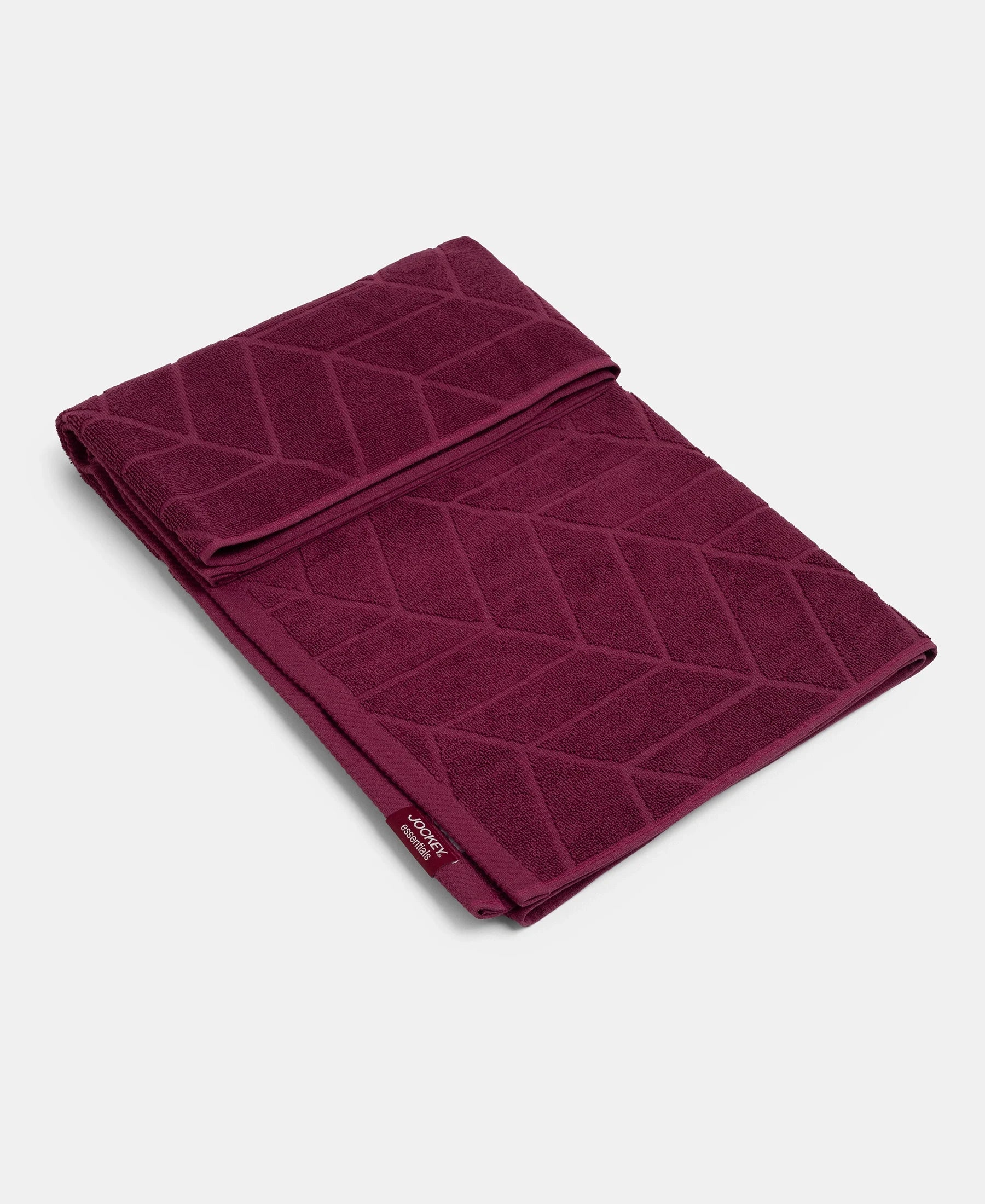Cotton Terry Ultrasoft and Durable Patterned Bath Towel - Burgundy - Image 5