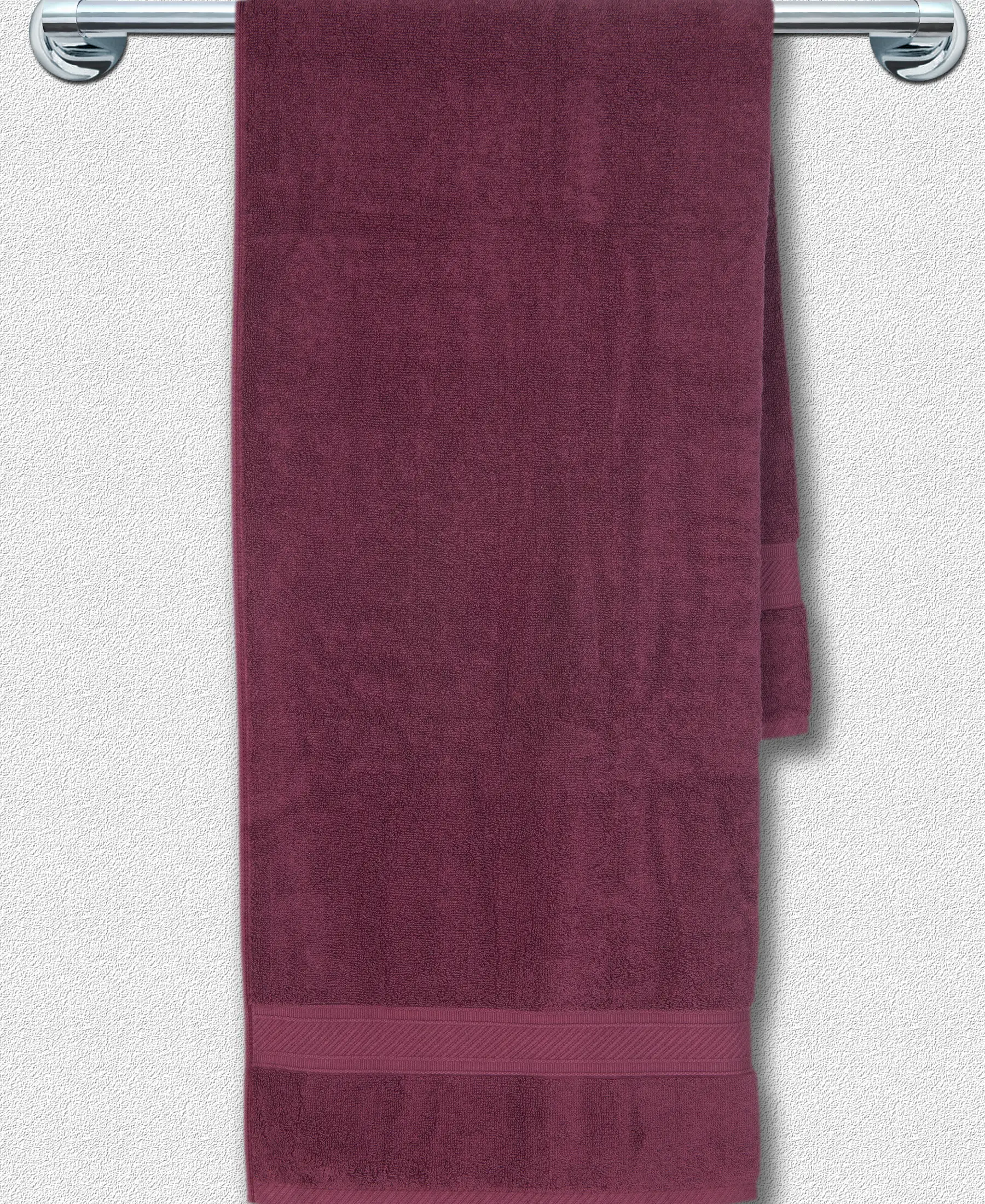Cotton Terry Ultrasoft and Durable Solid Bath Towel - Burgundy - Image 3