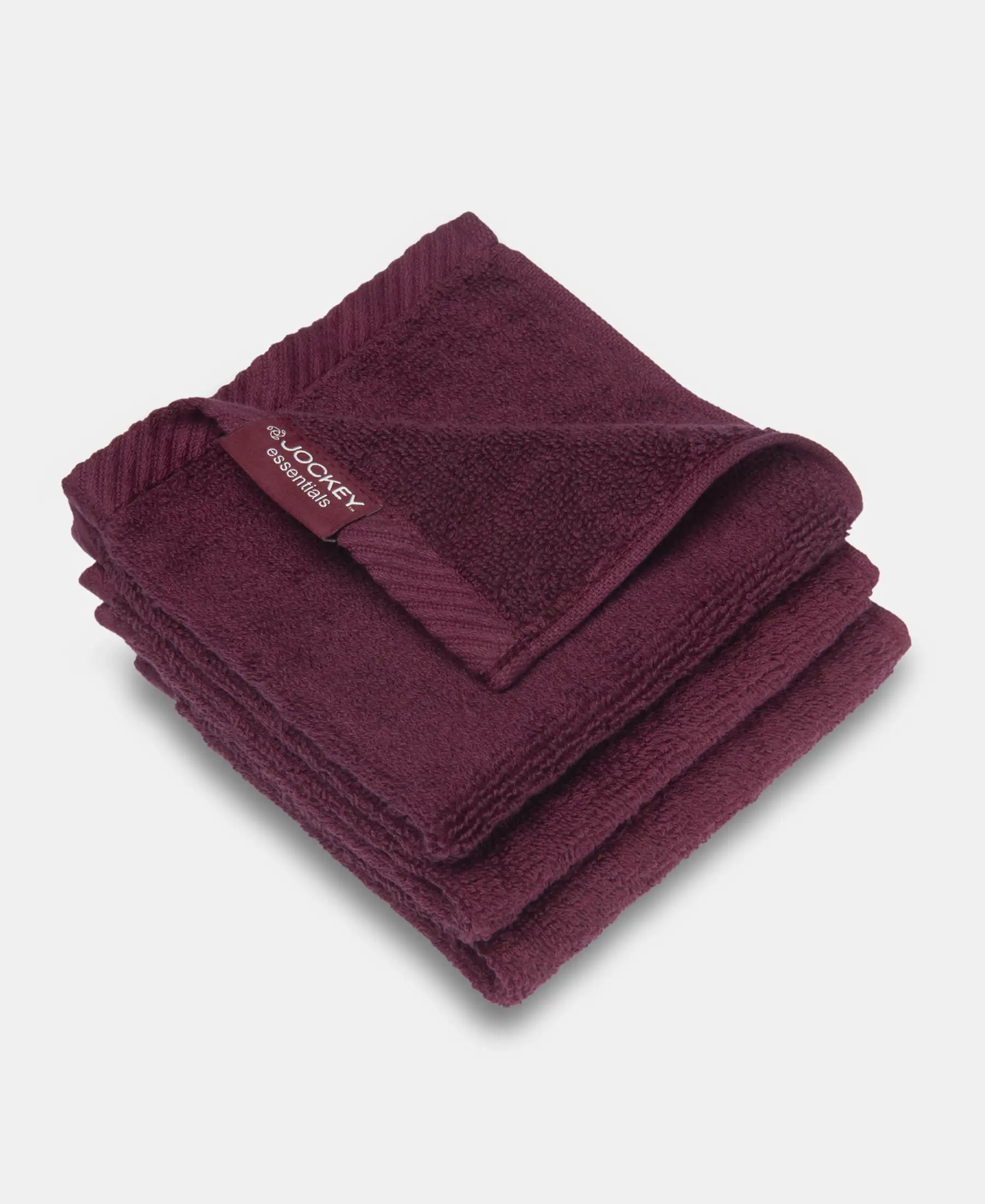 Cotton Terry Ultrasoft and Durable Solid Face Towel - Burgundy (Pack of 3) - Image 2