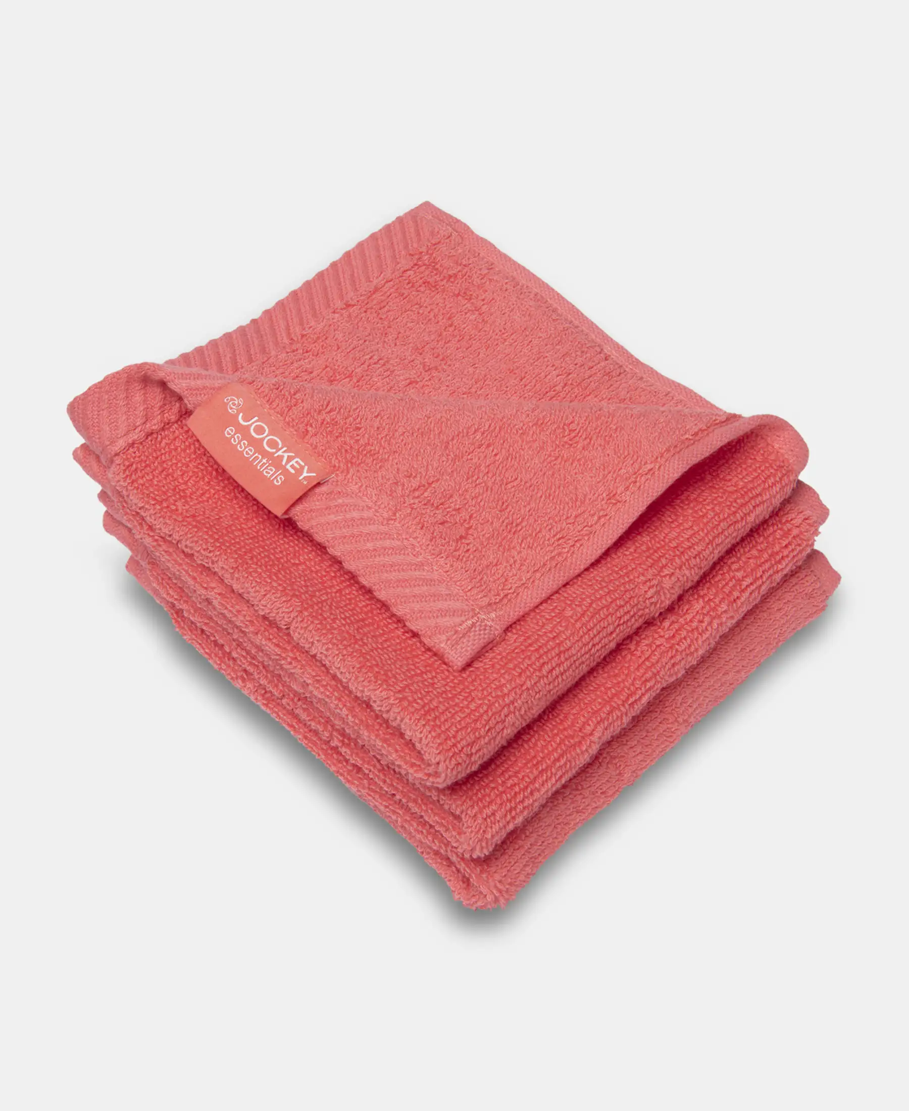 Cotton Terry Ultrasoft and Durable Solid Face Towel - Coral (Pack of 3) - Image 2