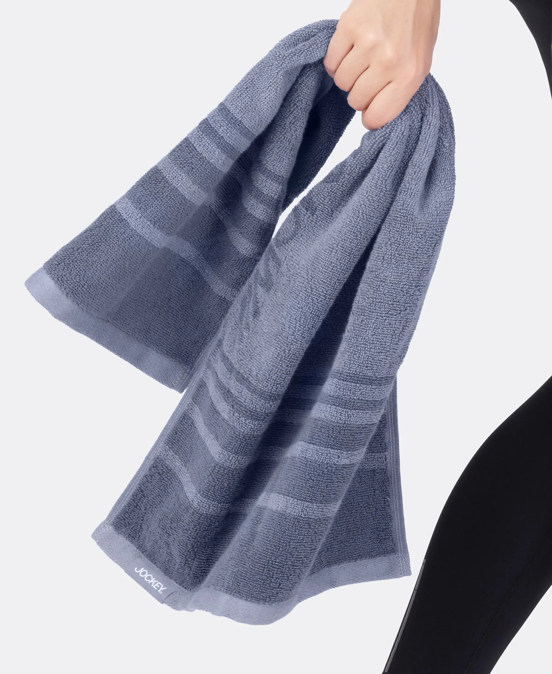 Cotton Terry Ultrasoft and Durable Striped Gym Towel - Cosmic Grey (Pack of 2) - Image 3
