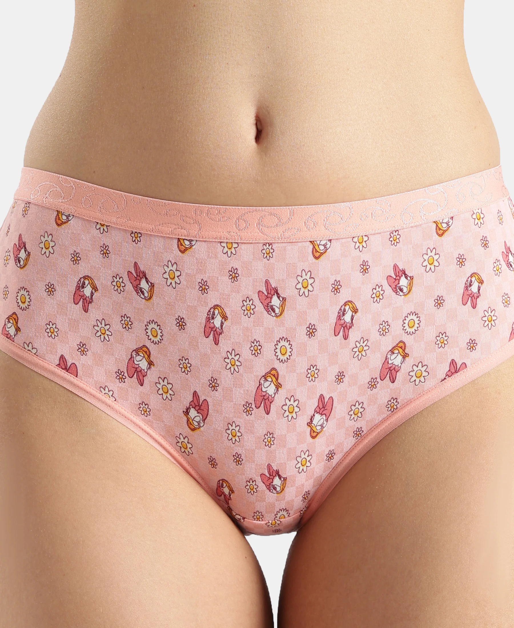 Disney Mickey & Friends High Coverage Super Combed Cotton Elastane Stretch Mid Waist Hipster - Candlelight Peach, Mocha & Black (Pack of 3) - Image 22