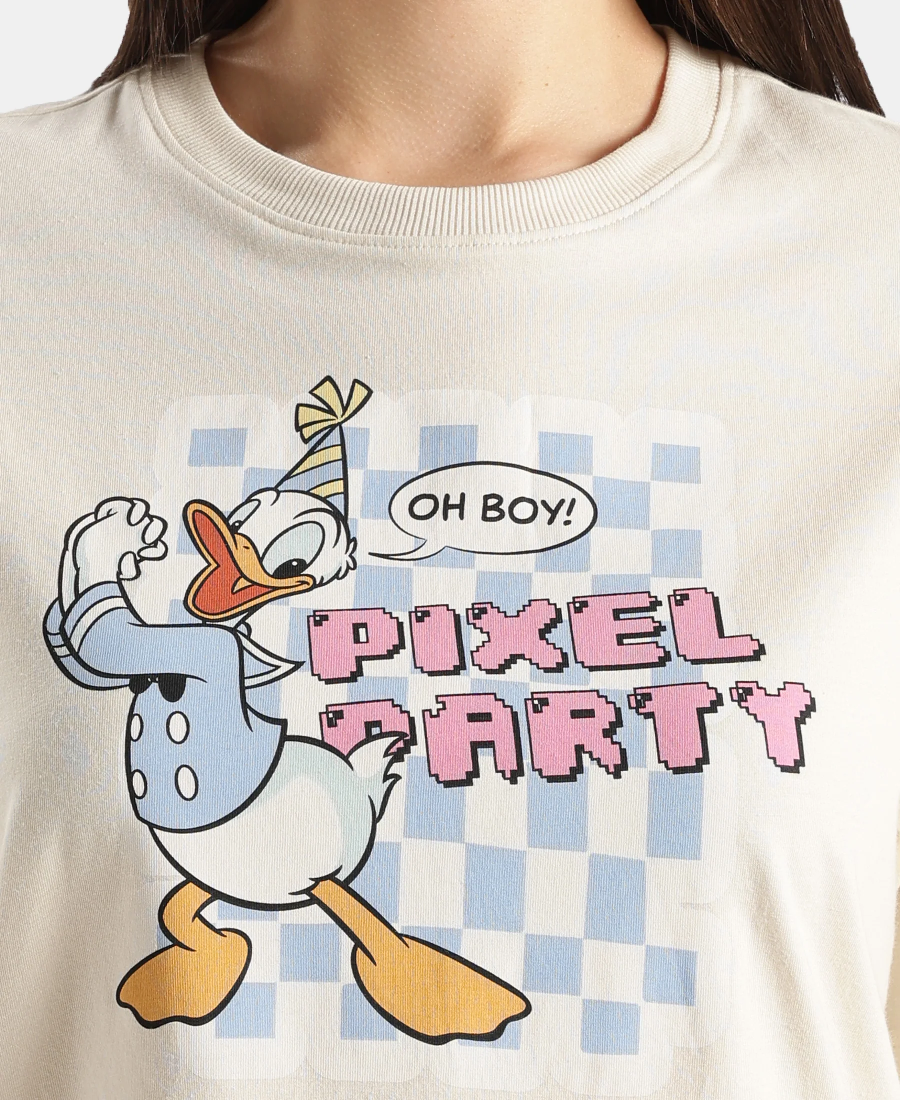 Disney Donald Duck Super Combed Cotton Rich Oversized Fit Printed T-Shirt - Almond Milk - Image 7