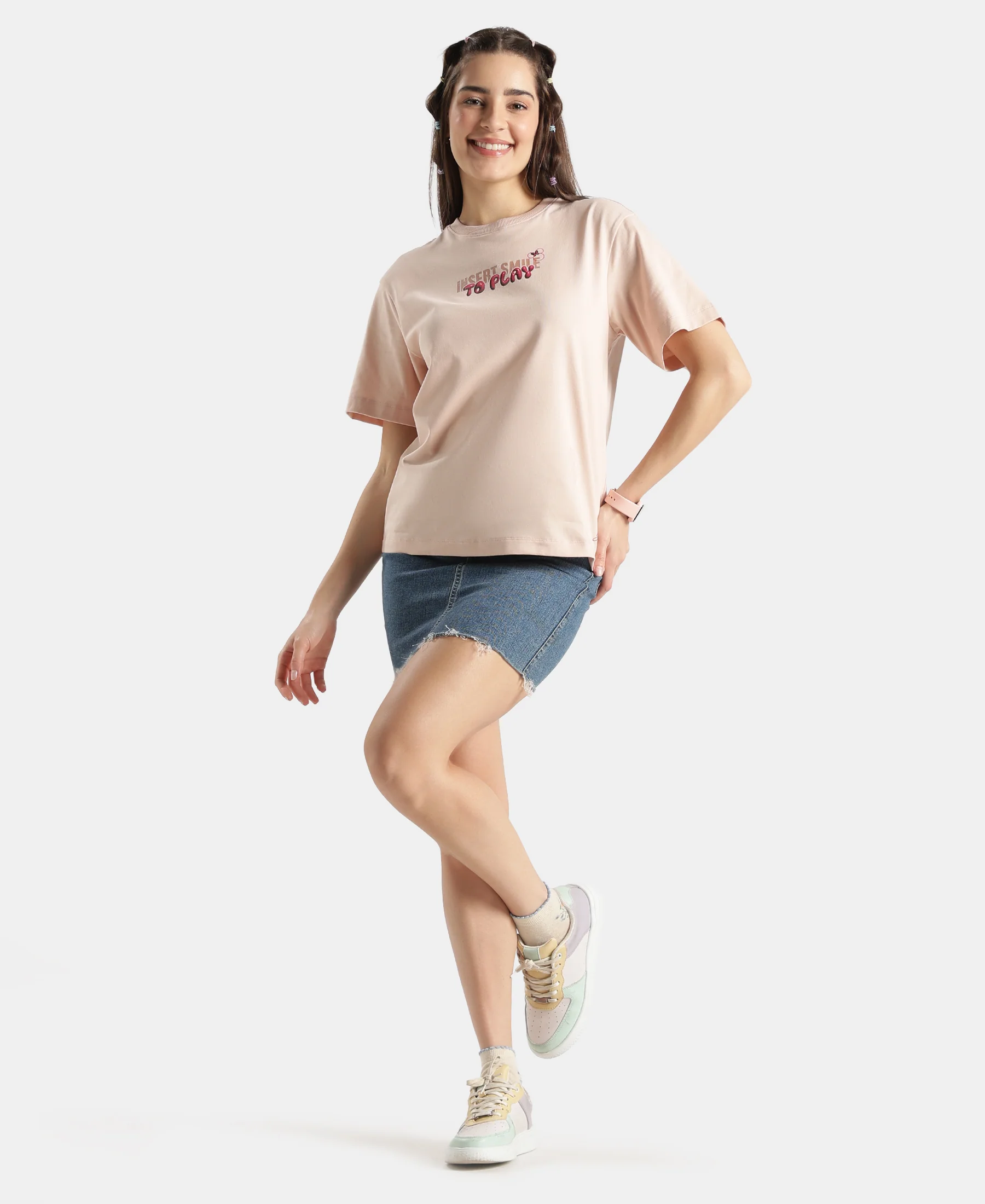 Disney Minnie Mouse Super Combed Cotton Rich Oversized Fit Printed T-Shirt - Cameo Rose - Image 4