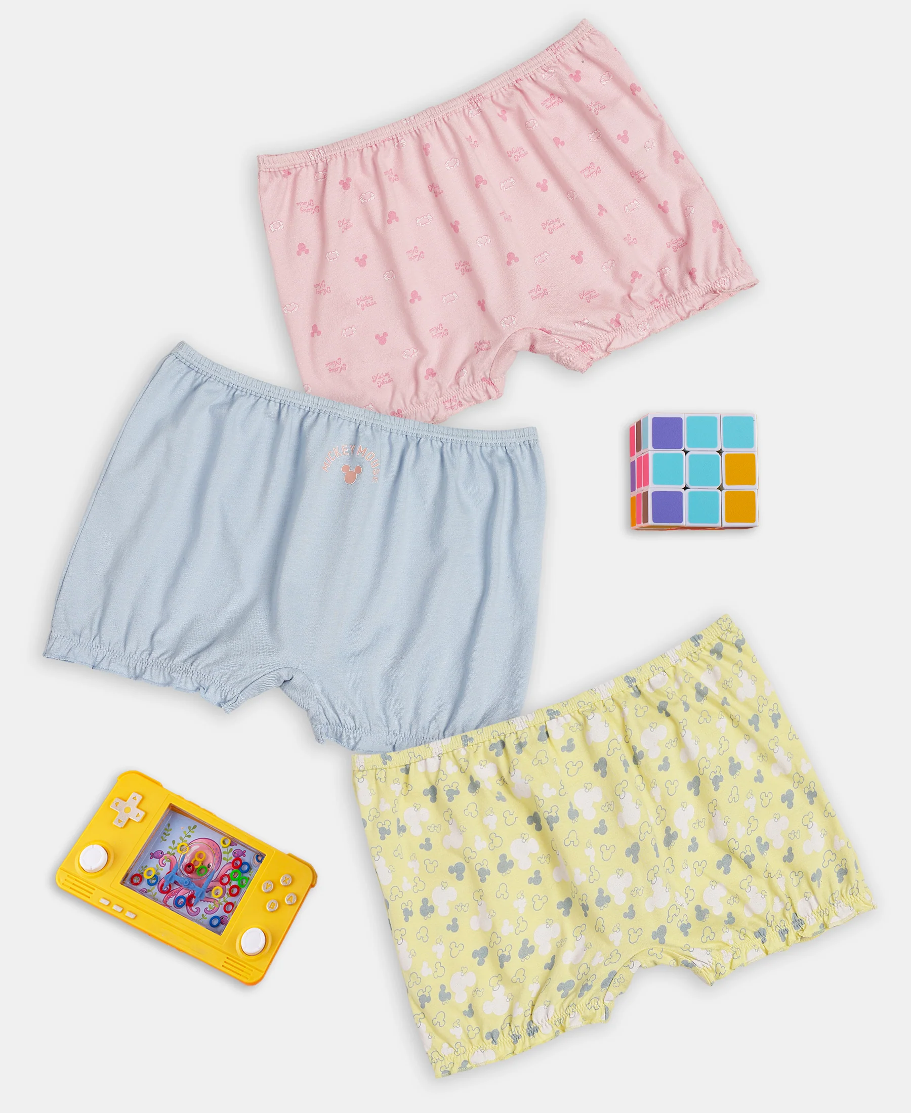 Disney Mickey Mouse Super Combed Cotton Printed Bloomers with Concealed Waistband - Lemon Meringue, Skyway & Fairy Tale (Pack of 3) - Image 5