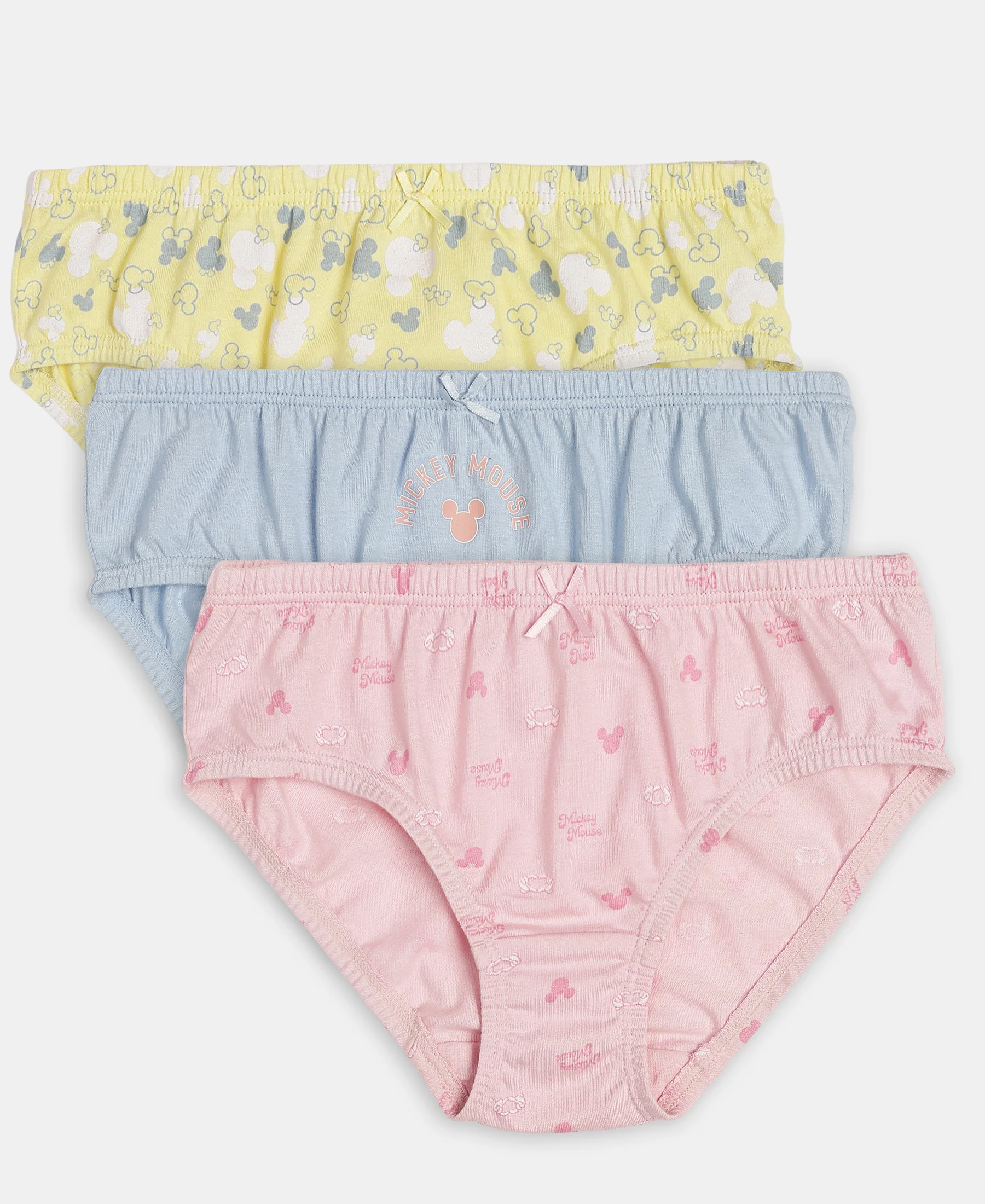 Disney Mickey Mouse Super Combed Cotton Printed Panty with Concealed Waistband - Lemon Meringue, Skyway & Fairy Tale (Pack of 3)