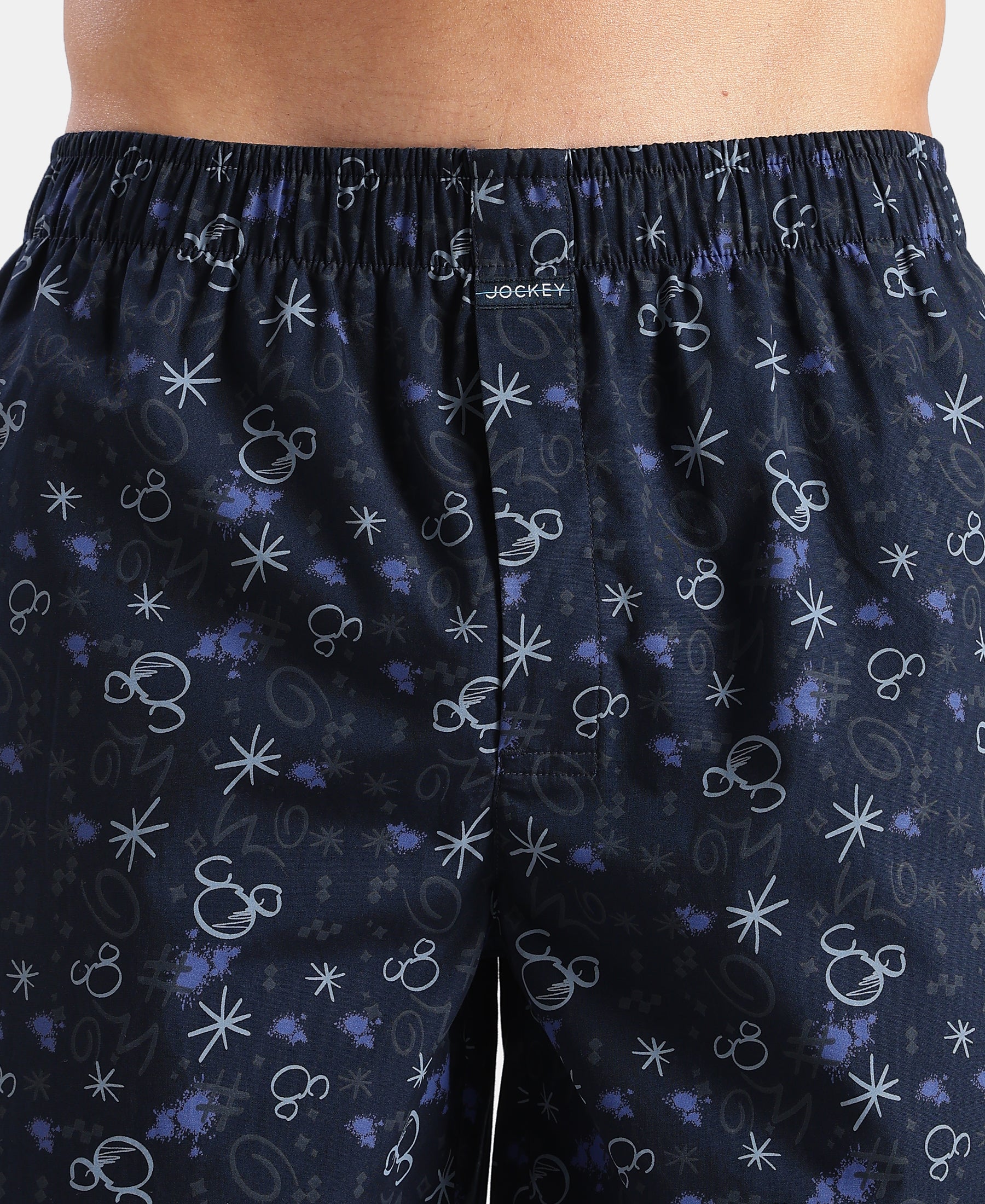 Disney Mickey Mouse Super Combed Mercerized Cotton Woven Printed Boxer Shorts with Side Pockets - Almond Milk & Navy (Pack of 2) - Image 13