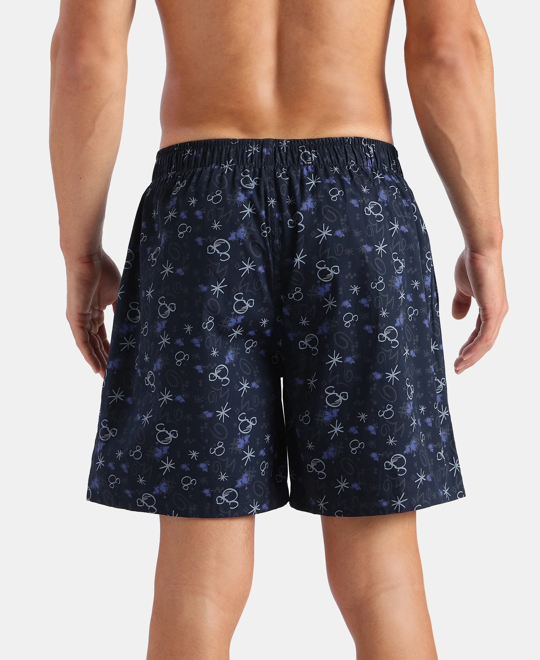 Disney Mickey Mouse Super Combed Mercerized Cotton Woven Printed Boxer Shorts with Side Pockets - Almond Milk & Navy (Pack of 2) - Image 7